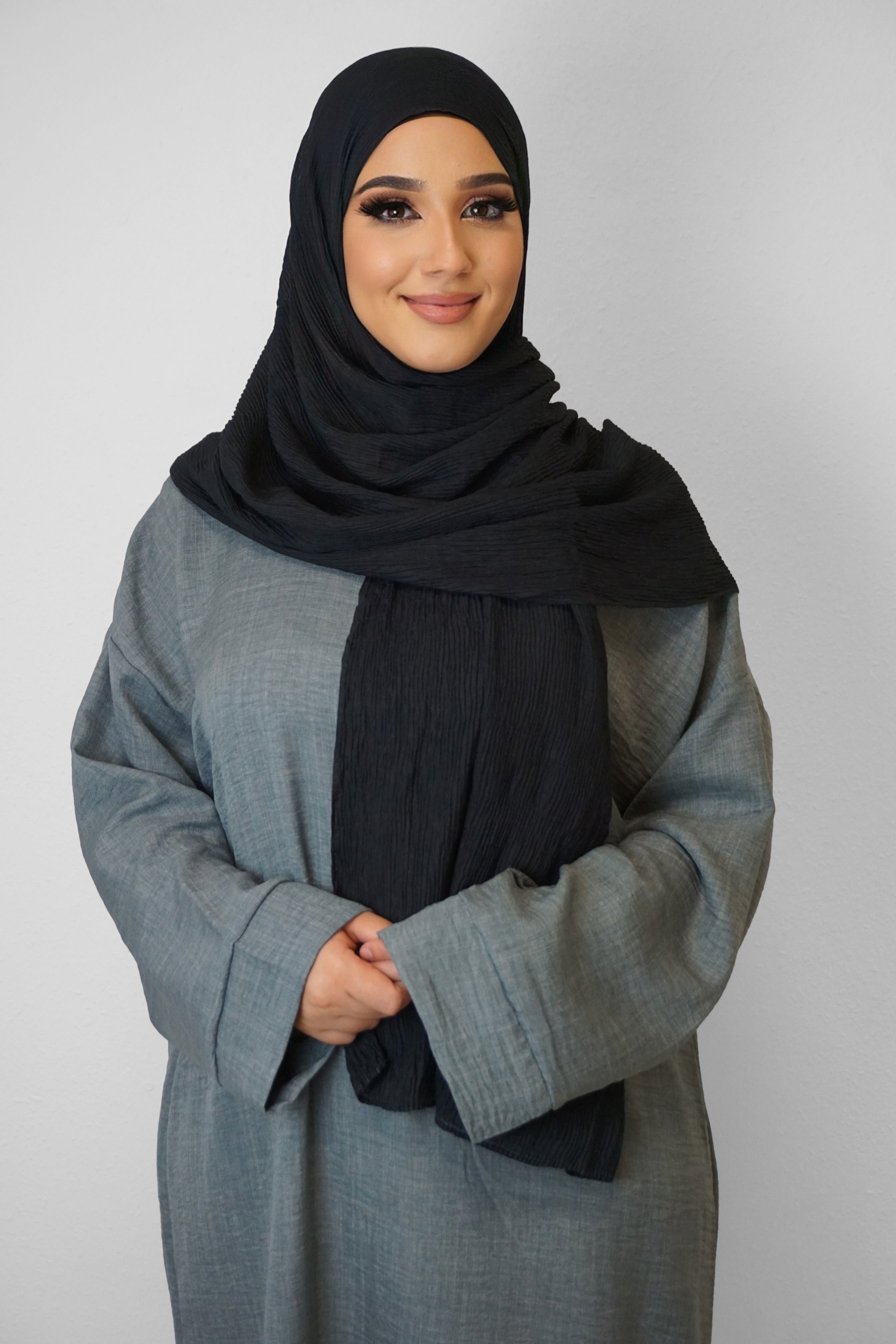 Baumwolle Crinkle-Hijab Schwarz