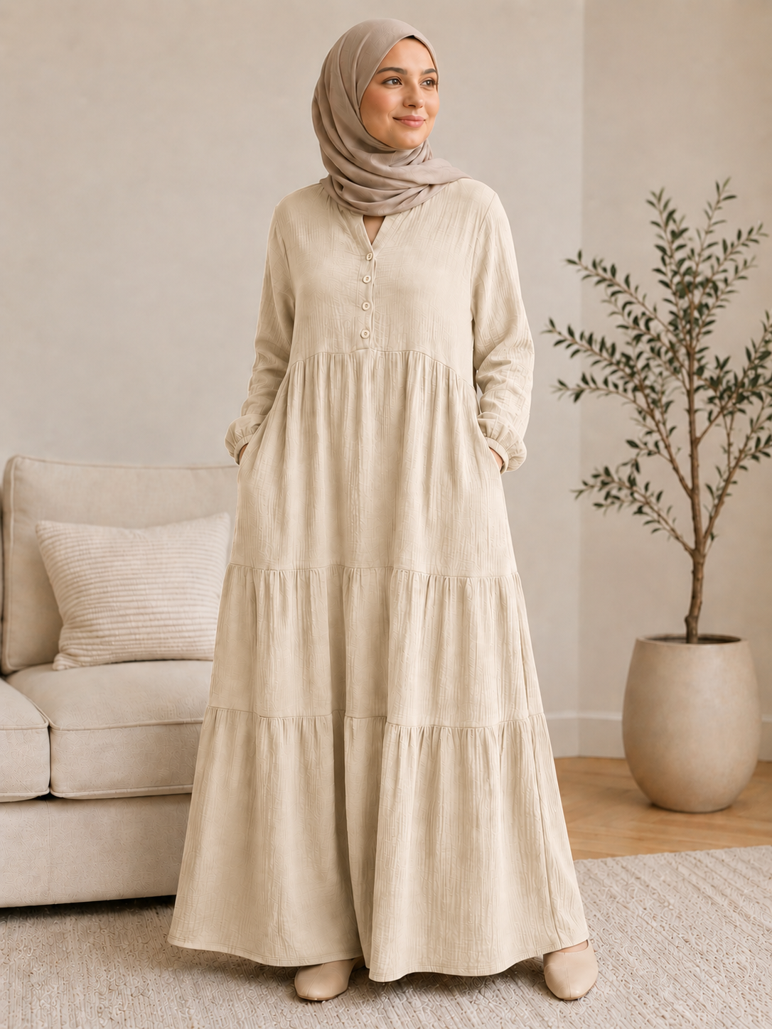 Maxikleid Neferet Beige