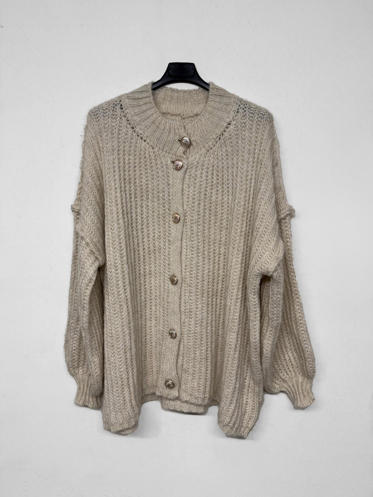 Grobstrick-Cardigan Pullover Moana Beige