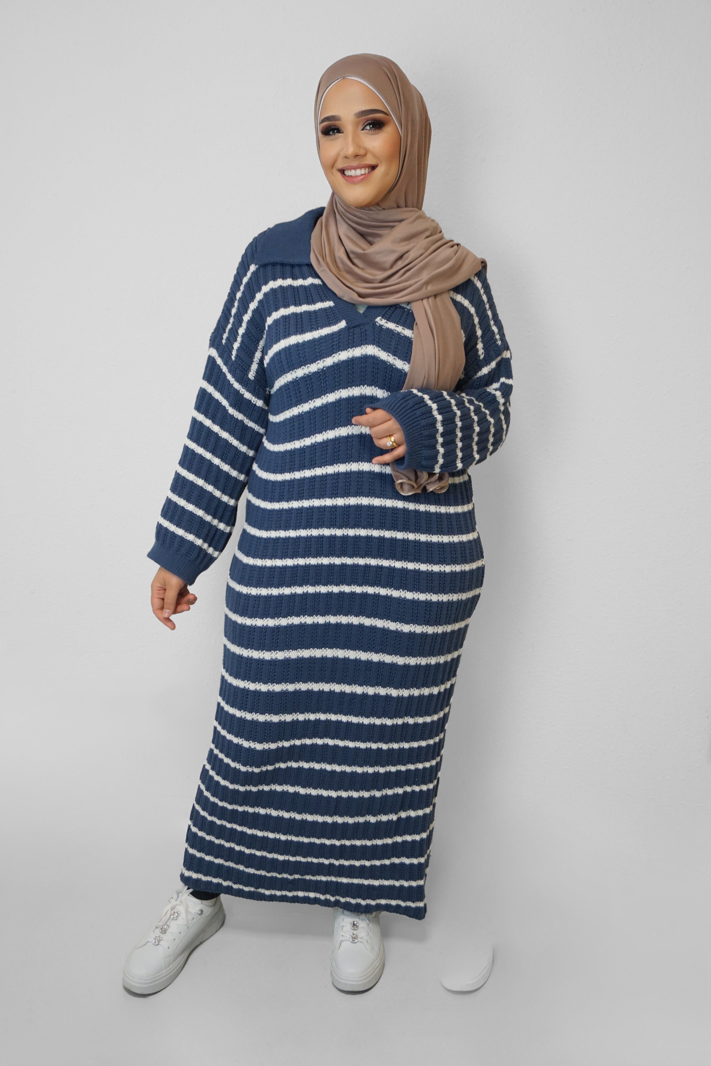 Maxi Strick-Kleid Atika Blau