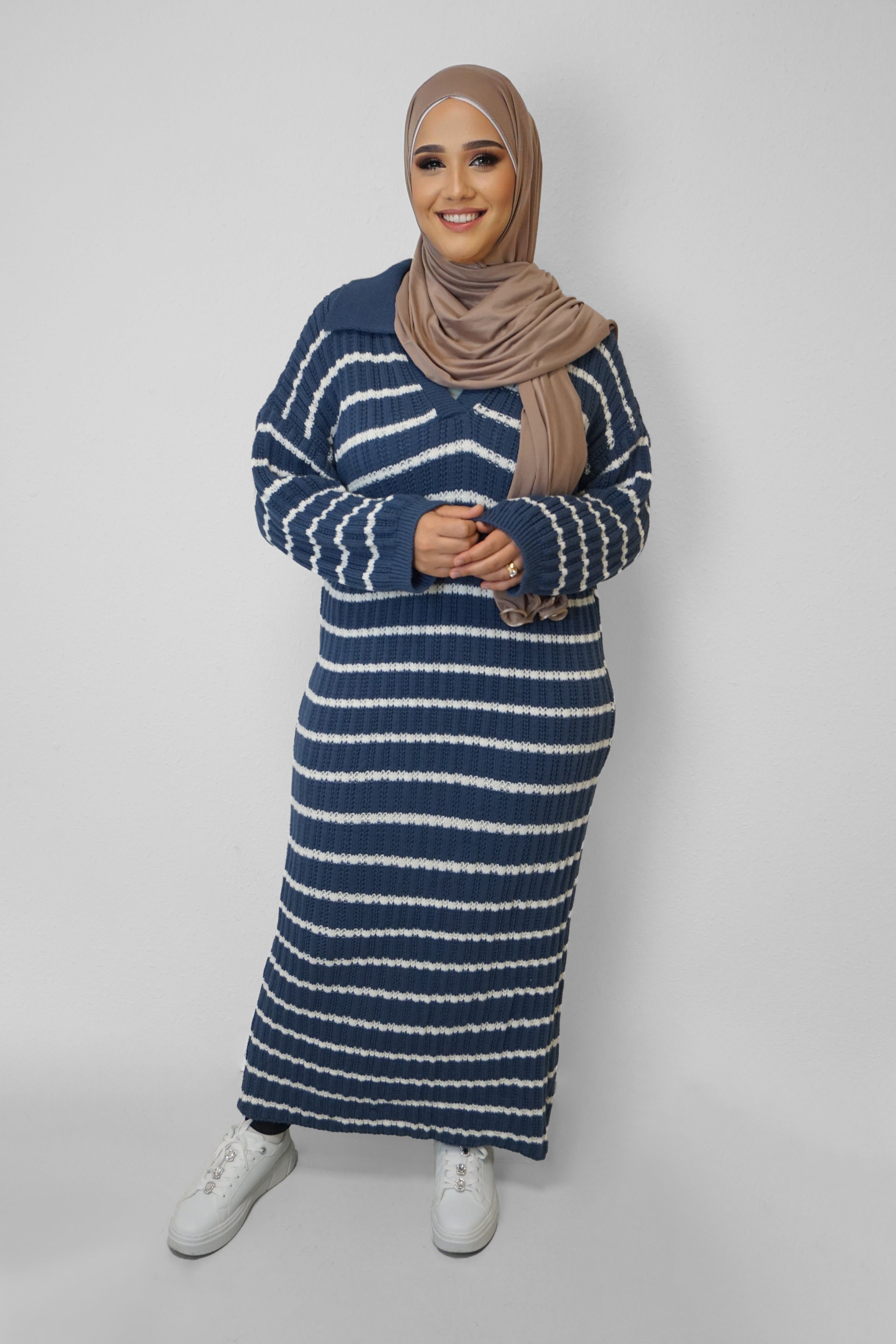 Maxi Strick-Kleid Atika Blau