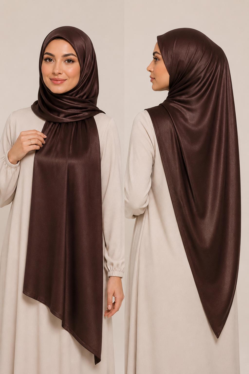 Jersey Premium Satin Hijab Braun