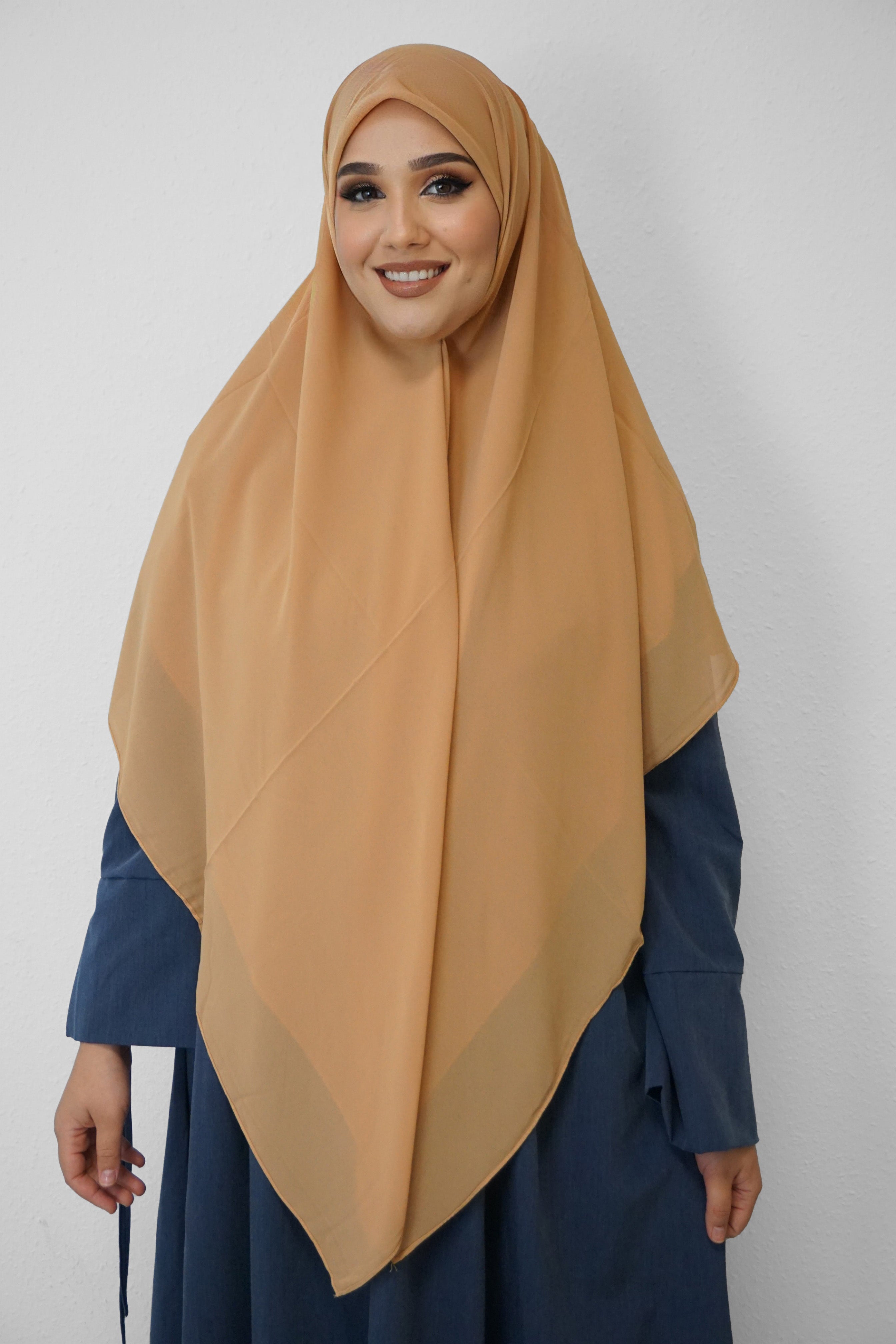 XL Chiffon Quadrat Hijab Camel