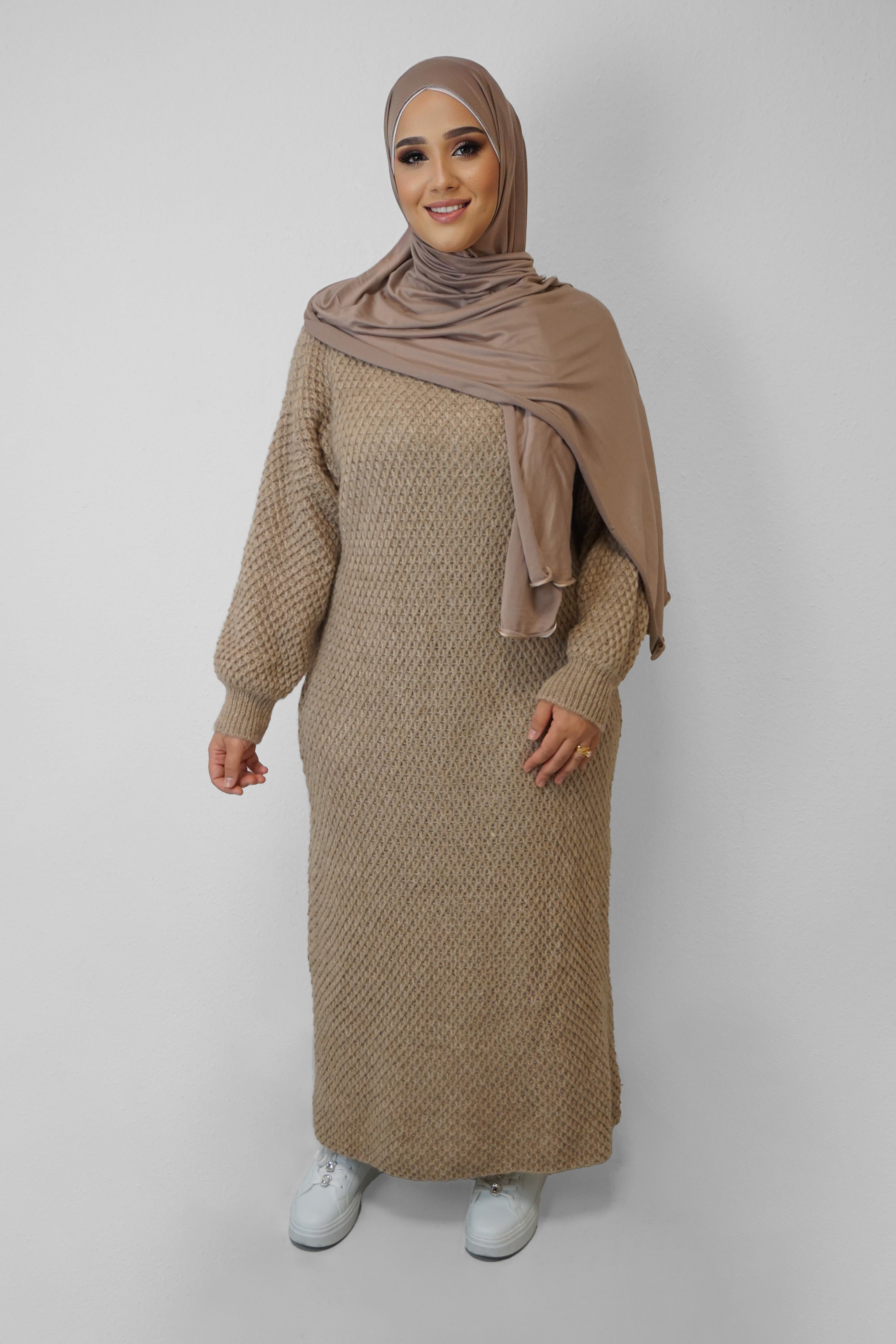 Maxi Strick-Kleid Alice Camel