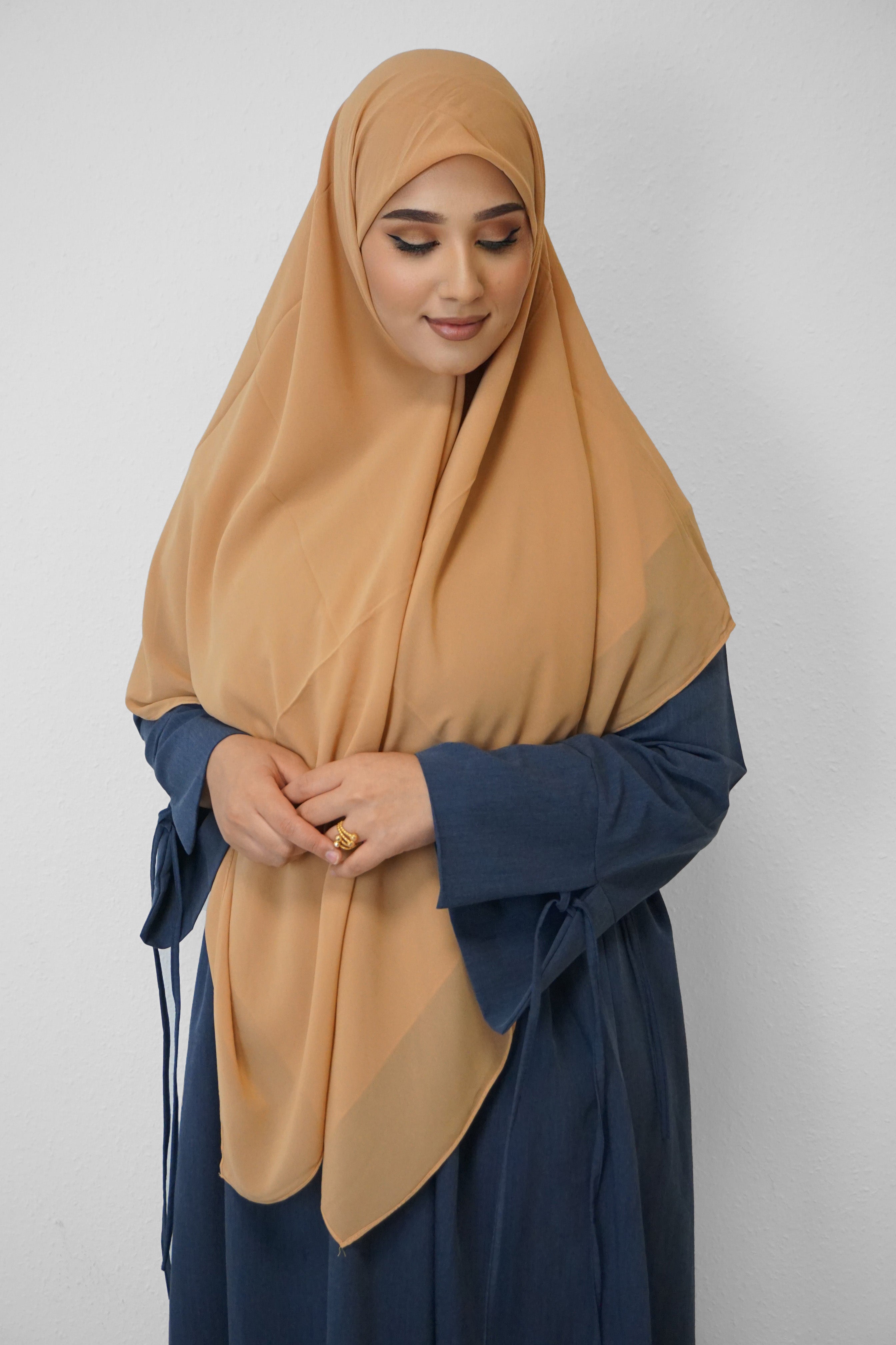 XL Chiffon Quadrat Hijab Camel