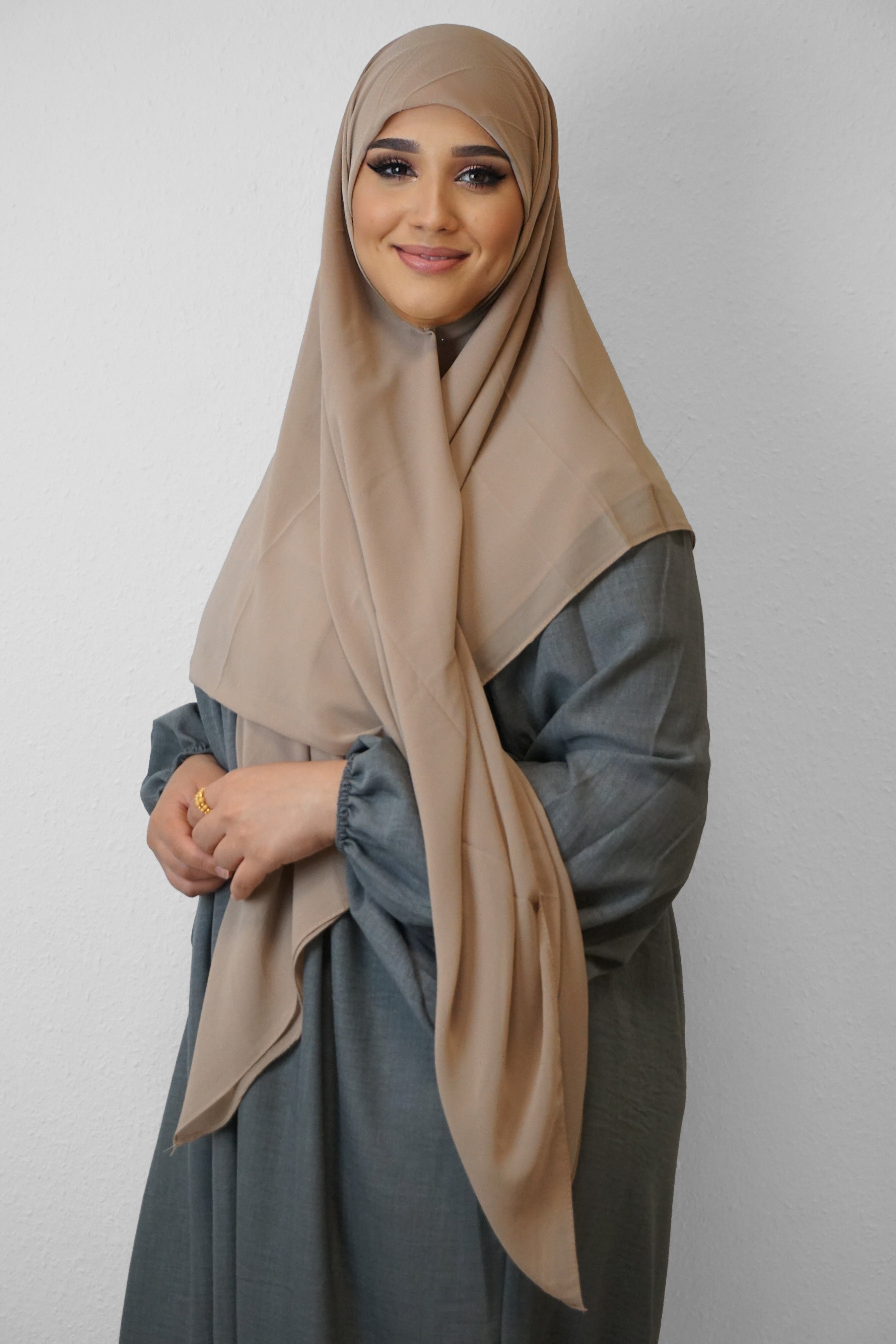 XL Chiffon Quadrat Hijab Camel