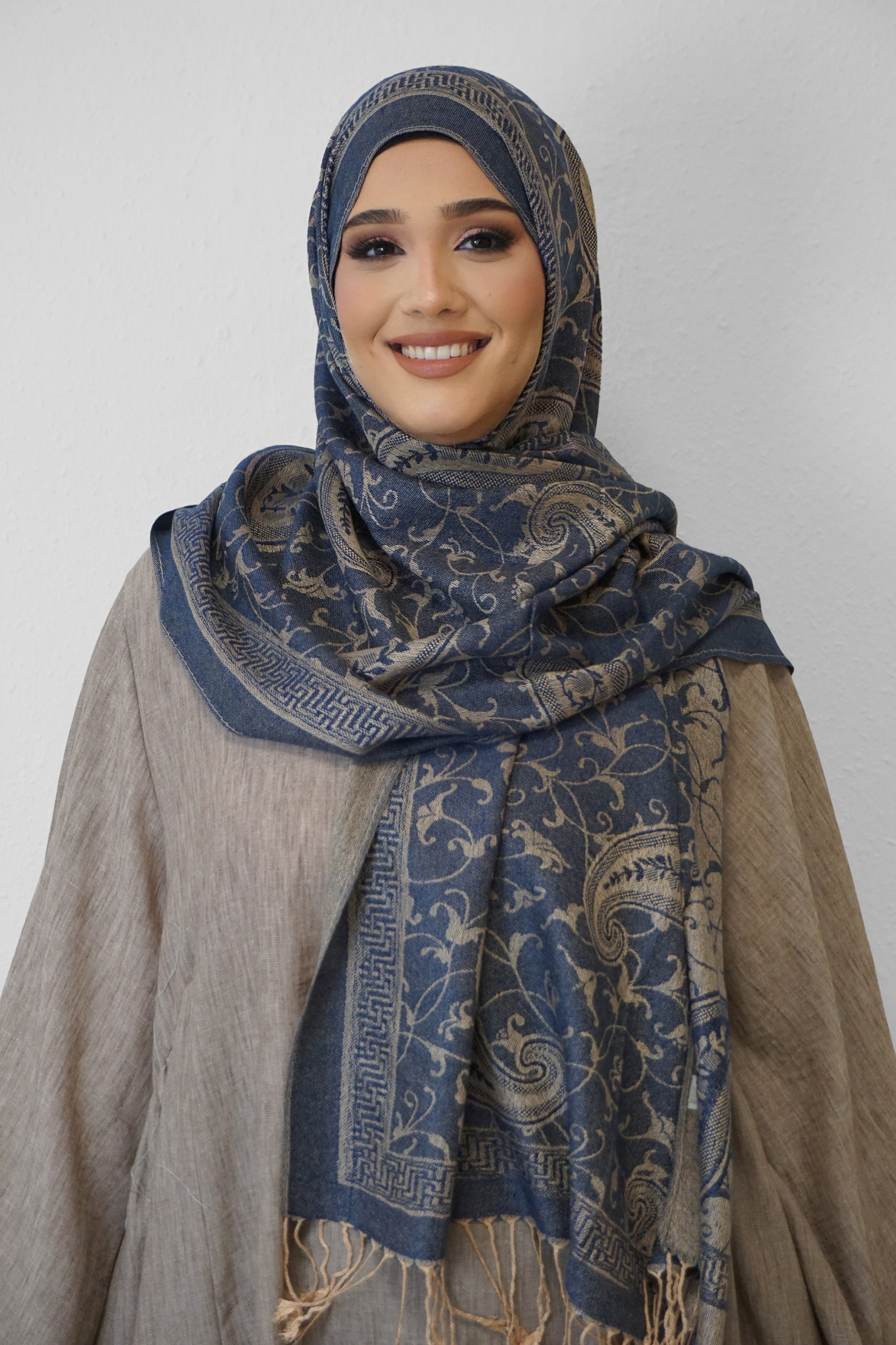 Pashmina Hijab Dunkelblau