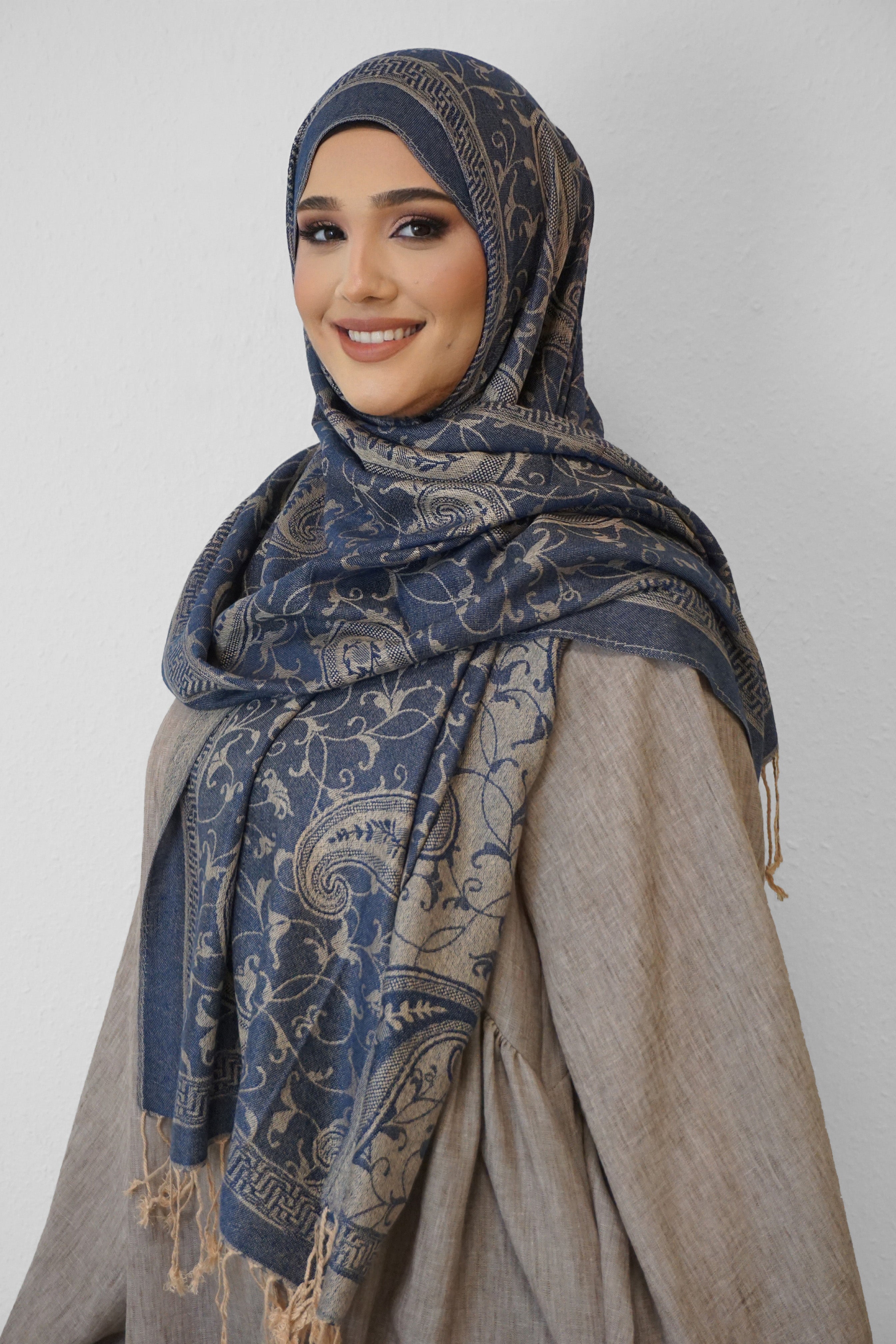 Pashmina Hijab Dunkelblau