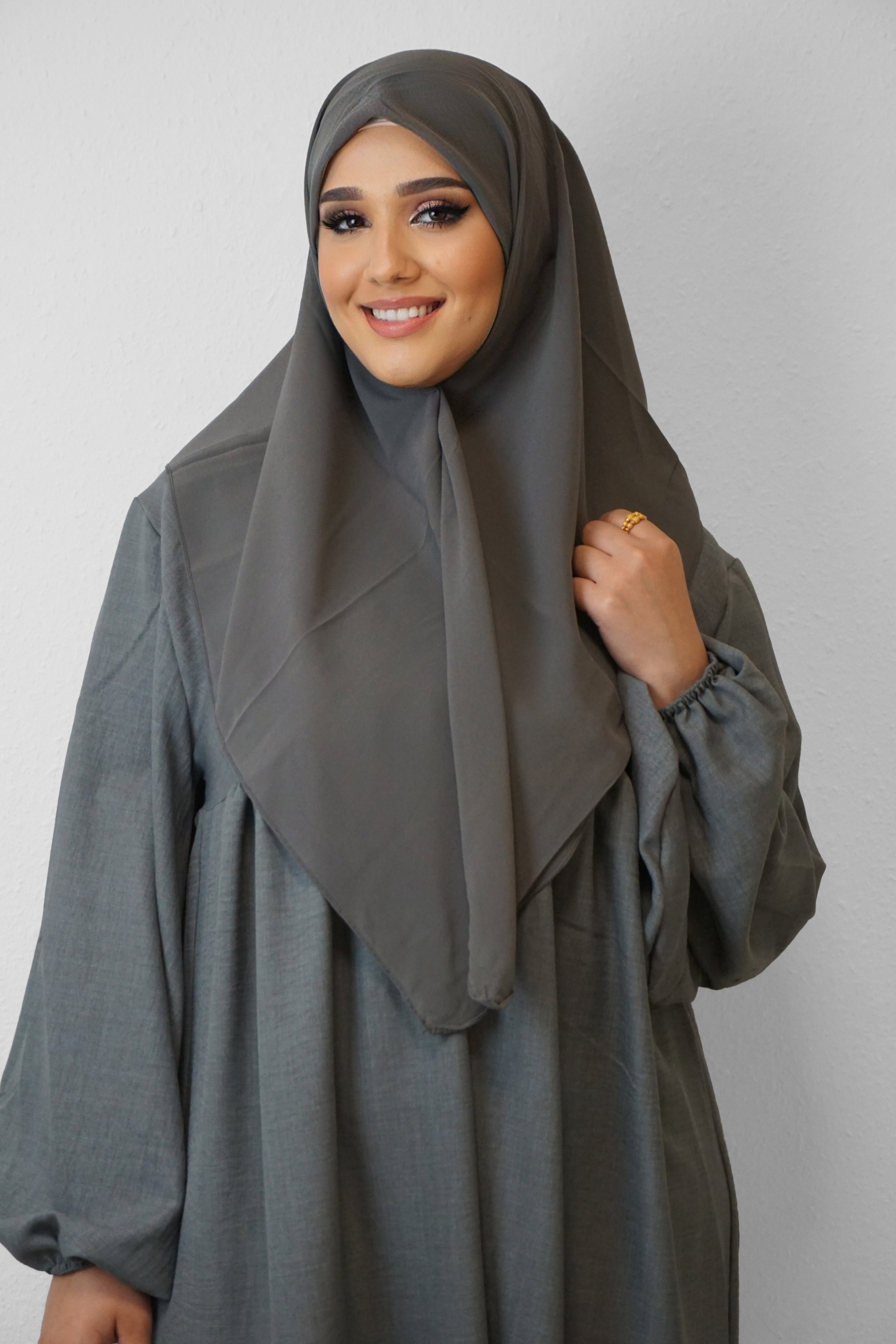 Chiffon Quadrat Hijab Dunkelgrau