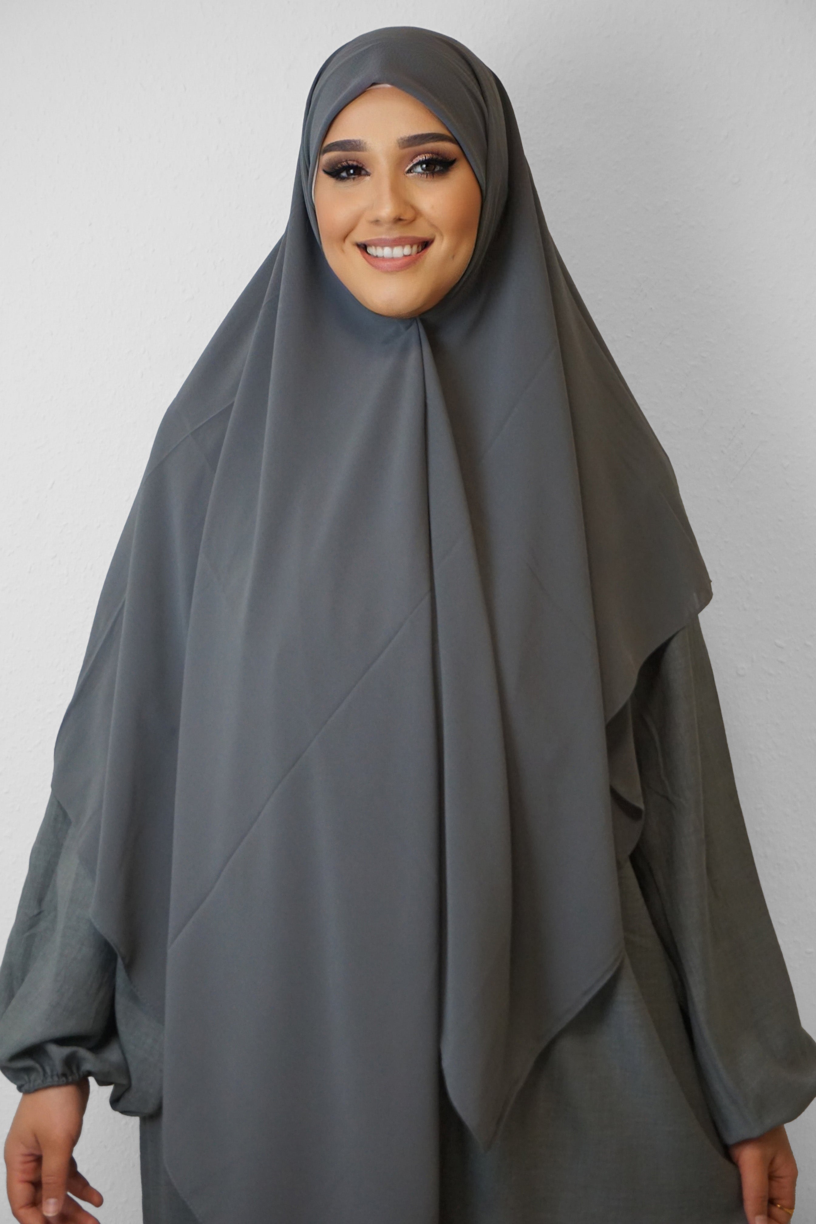 XL Chiffon Quadrat Hijab Dunkelgrau
