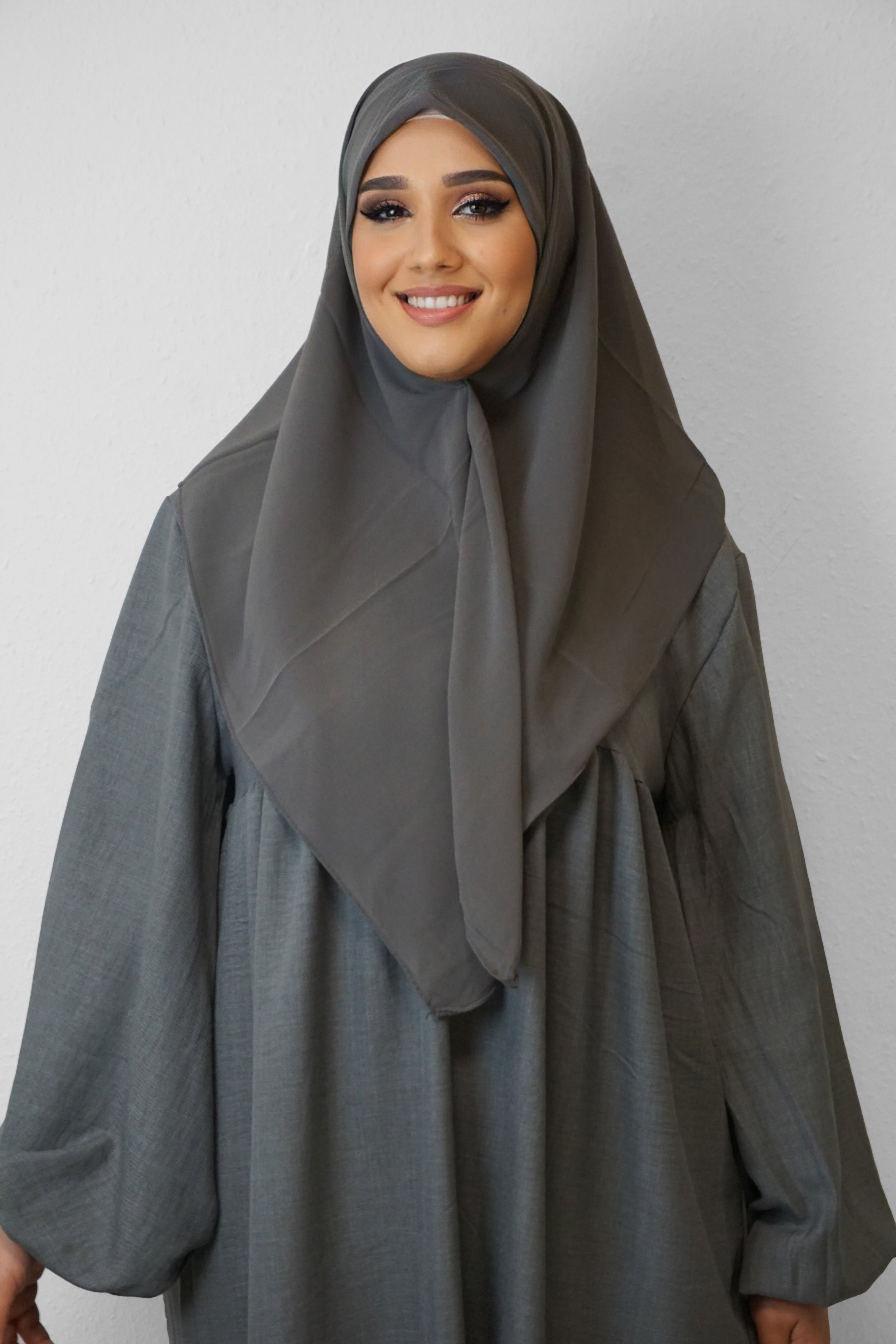 Chiffon Quadrat Hijab Dunkelgrau