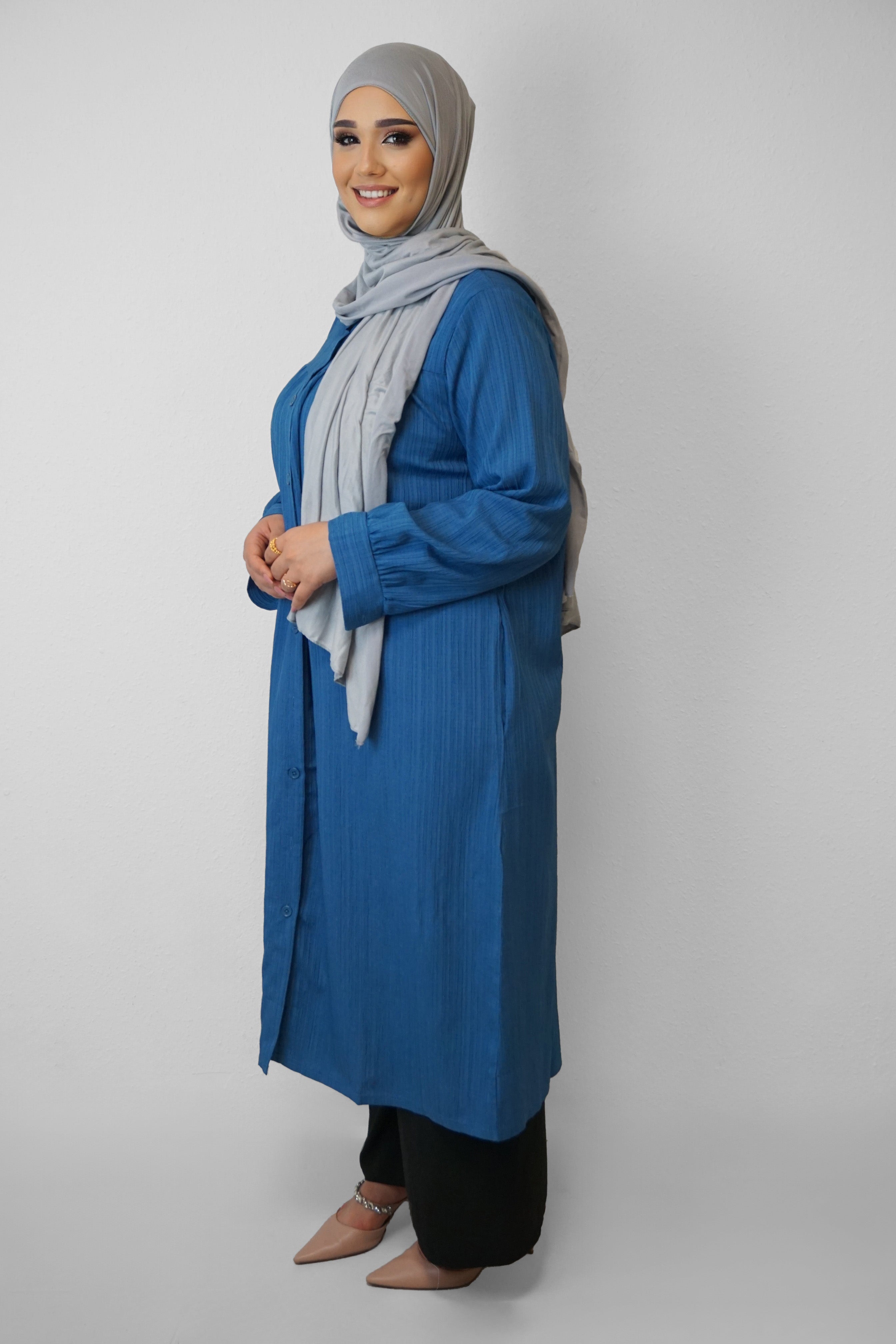 Tunika Selim mit Tasche Jeansblau