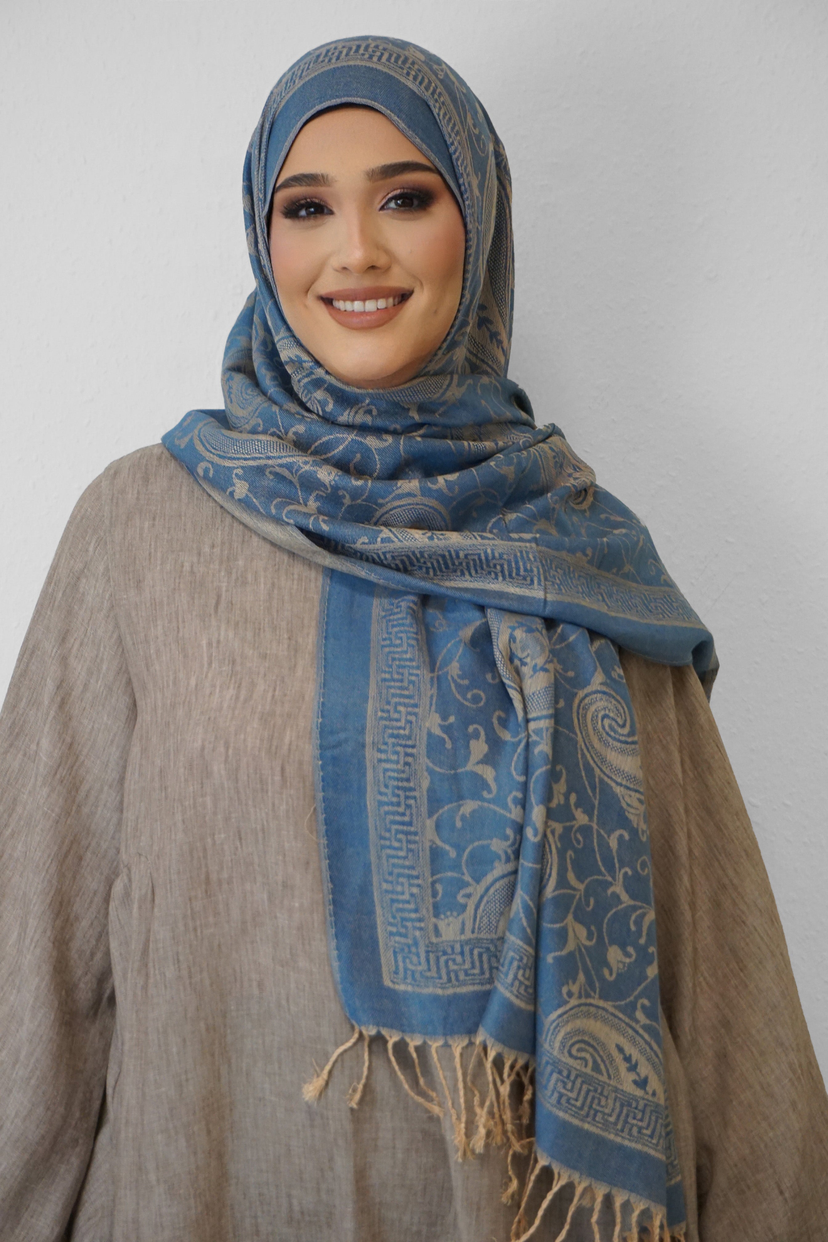 Pashmina Hijab Jeansblau