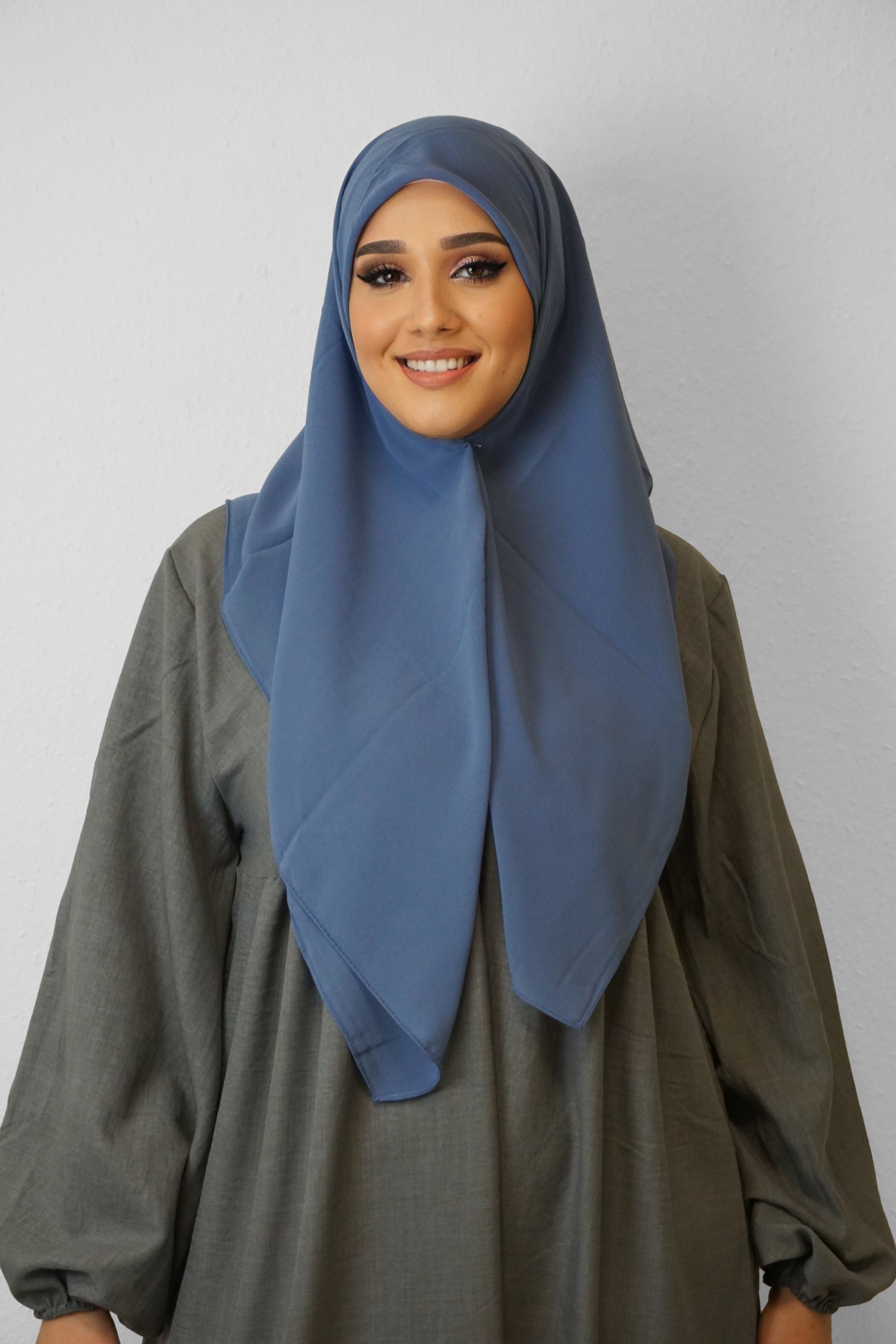 Chiffon Quadrat Hijab Jeansblau