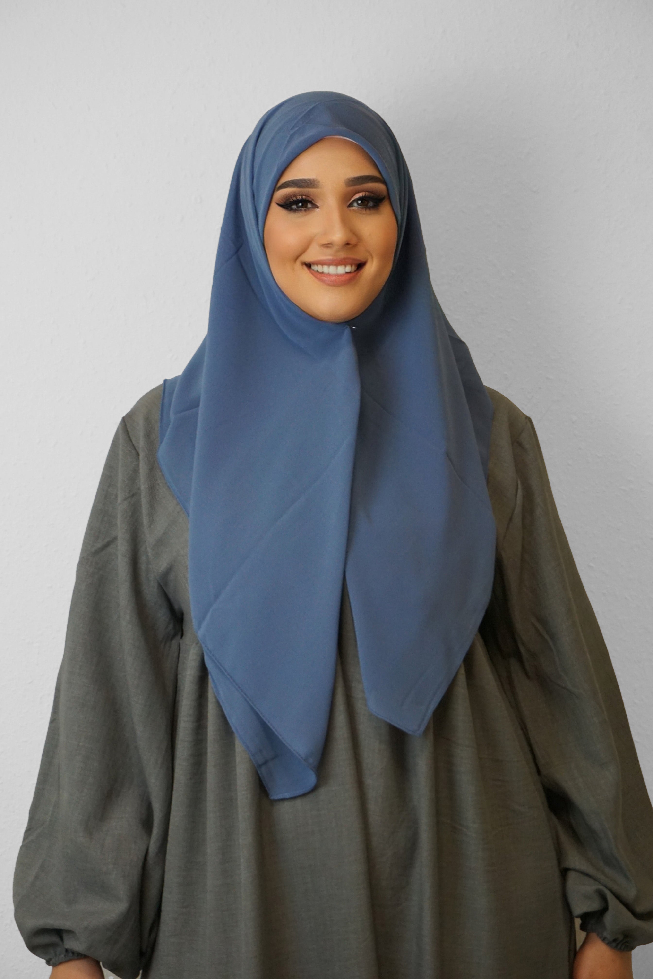 Chiffon Quadrat Hijab Jeansblau