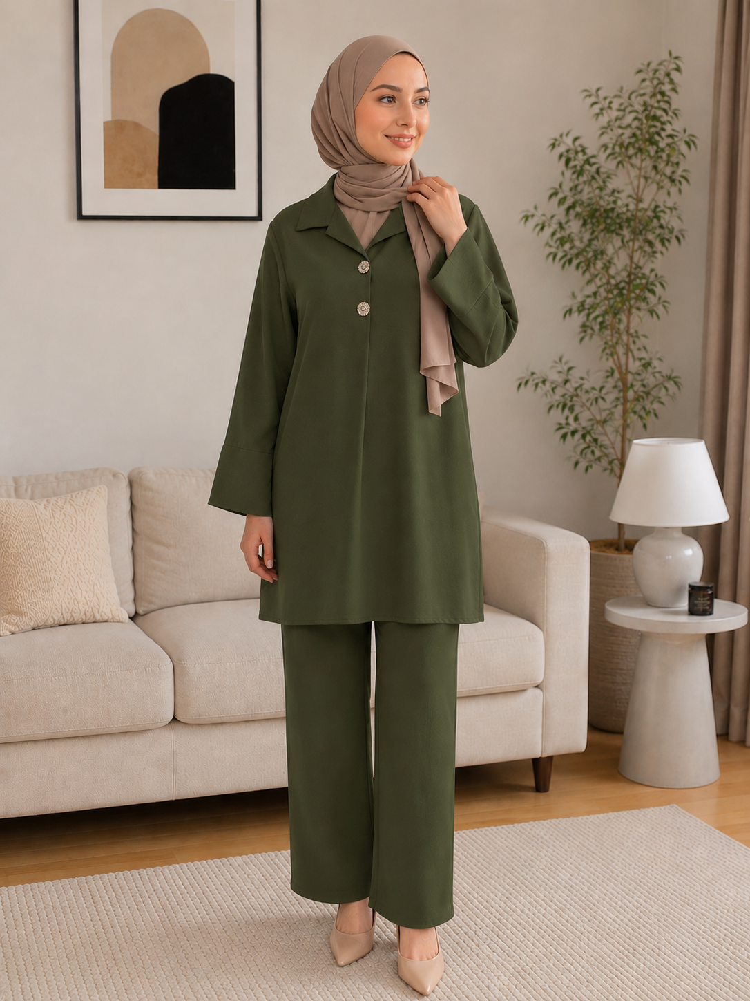 Zwei-Teiler Hose Hathira Khaki