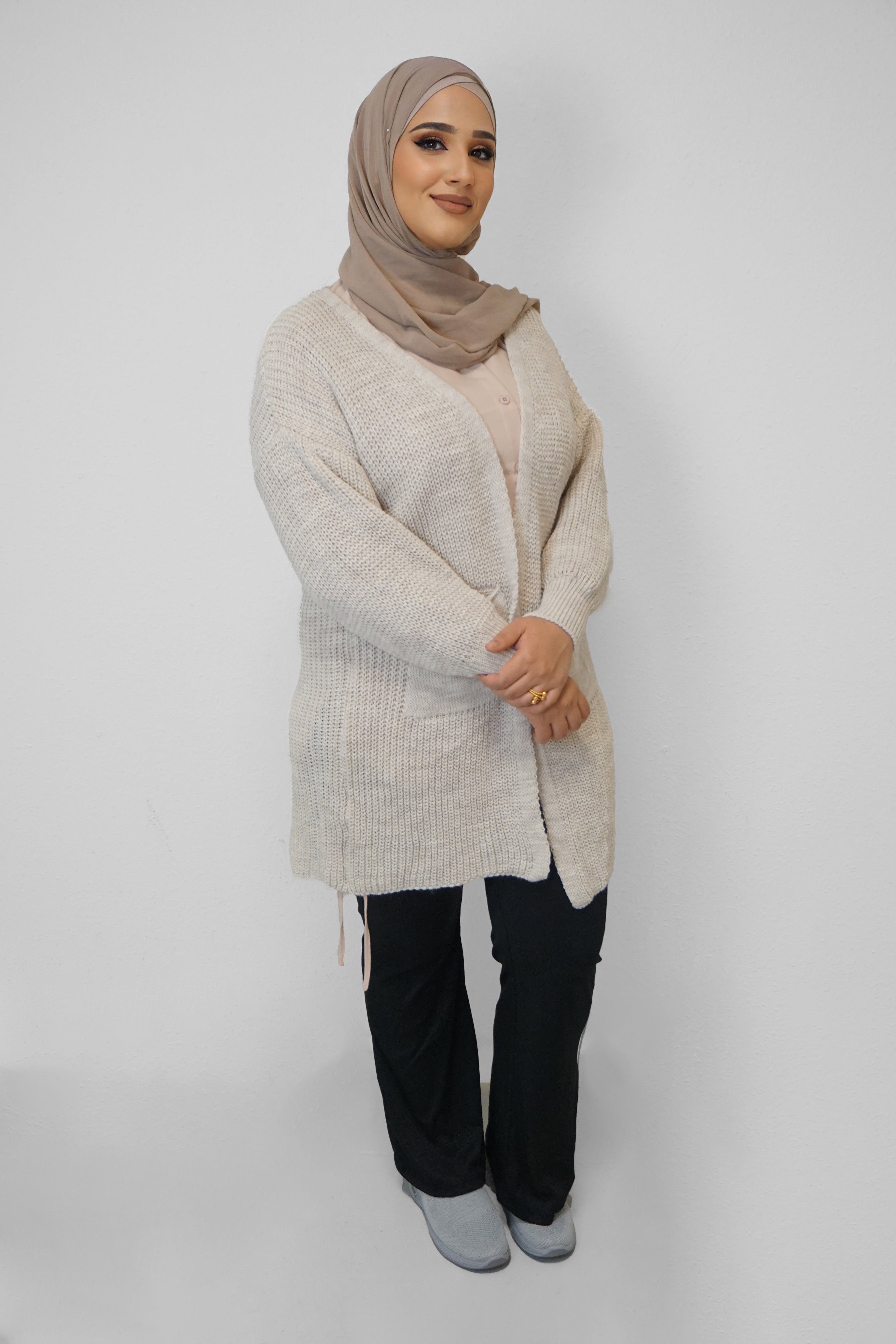 Grobstrick-Cardigan Mira Light-Beige