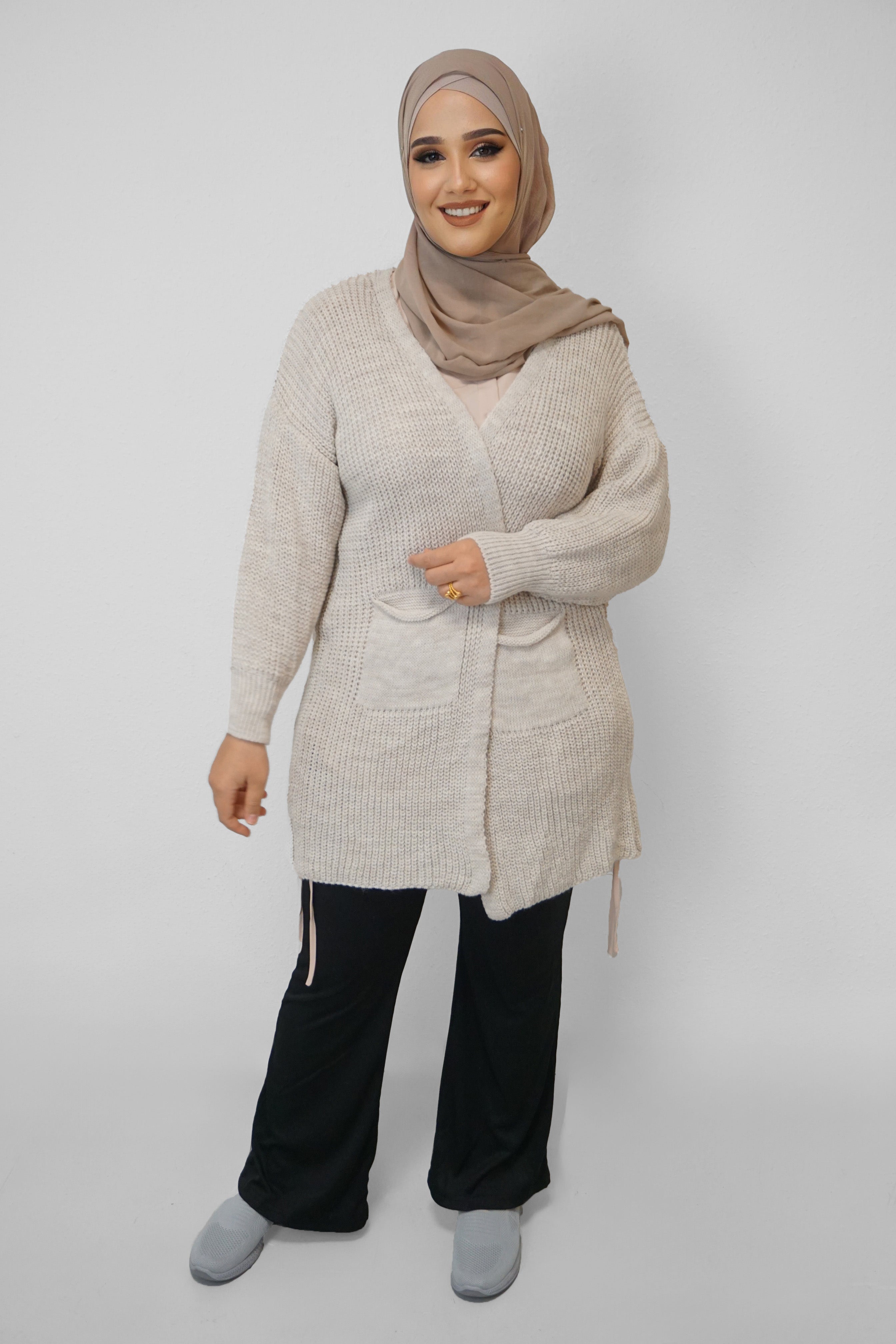 Grobstrick-Cardigan Mira Light-Beige