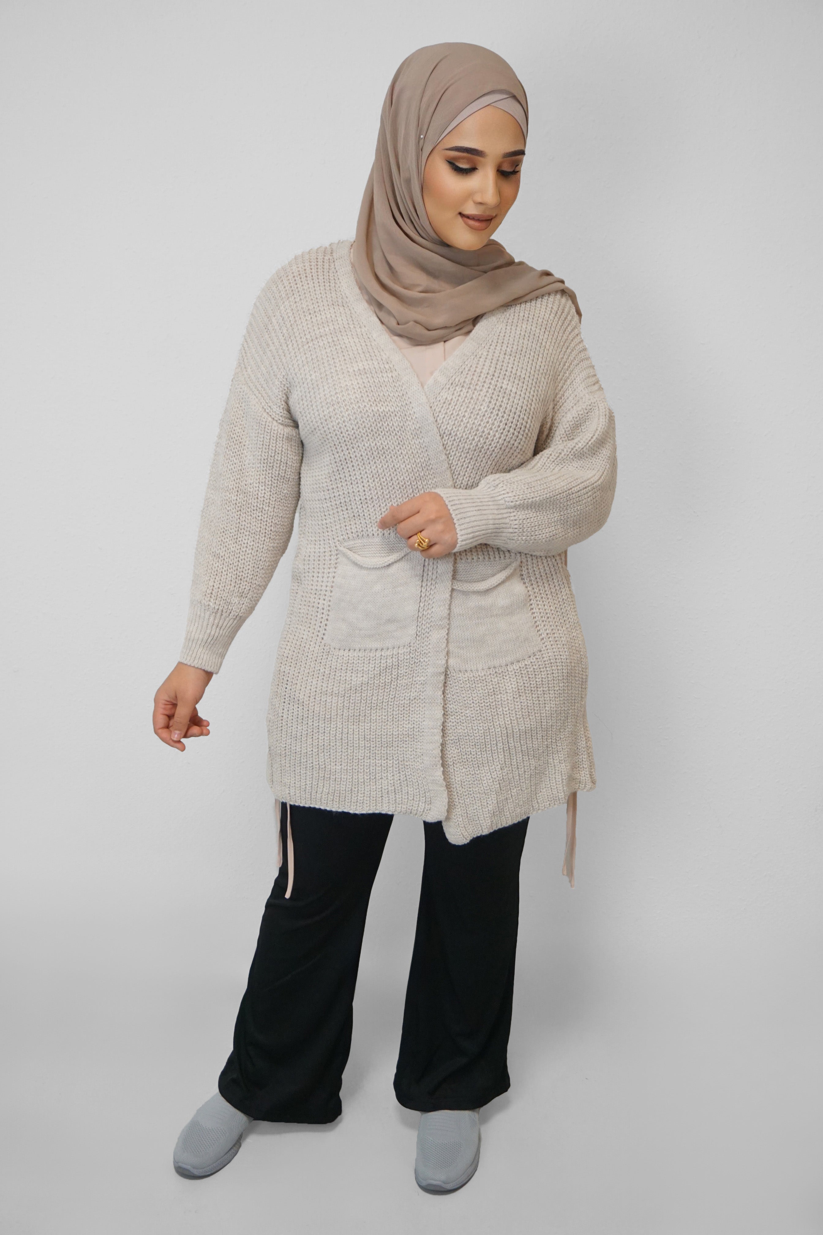 Grobstrick-Cardigan Mira Light-Beige