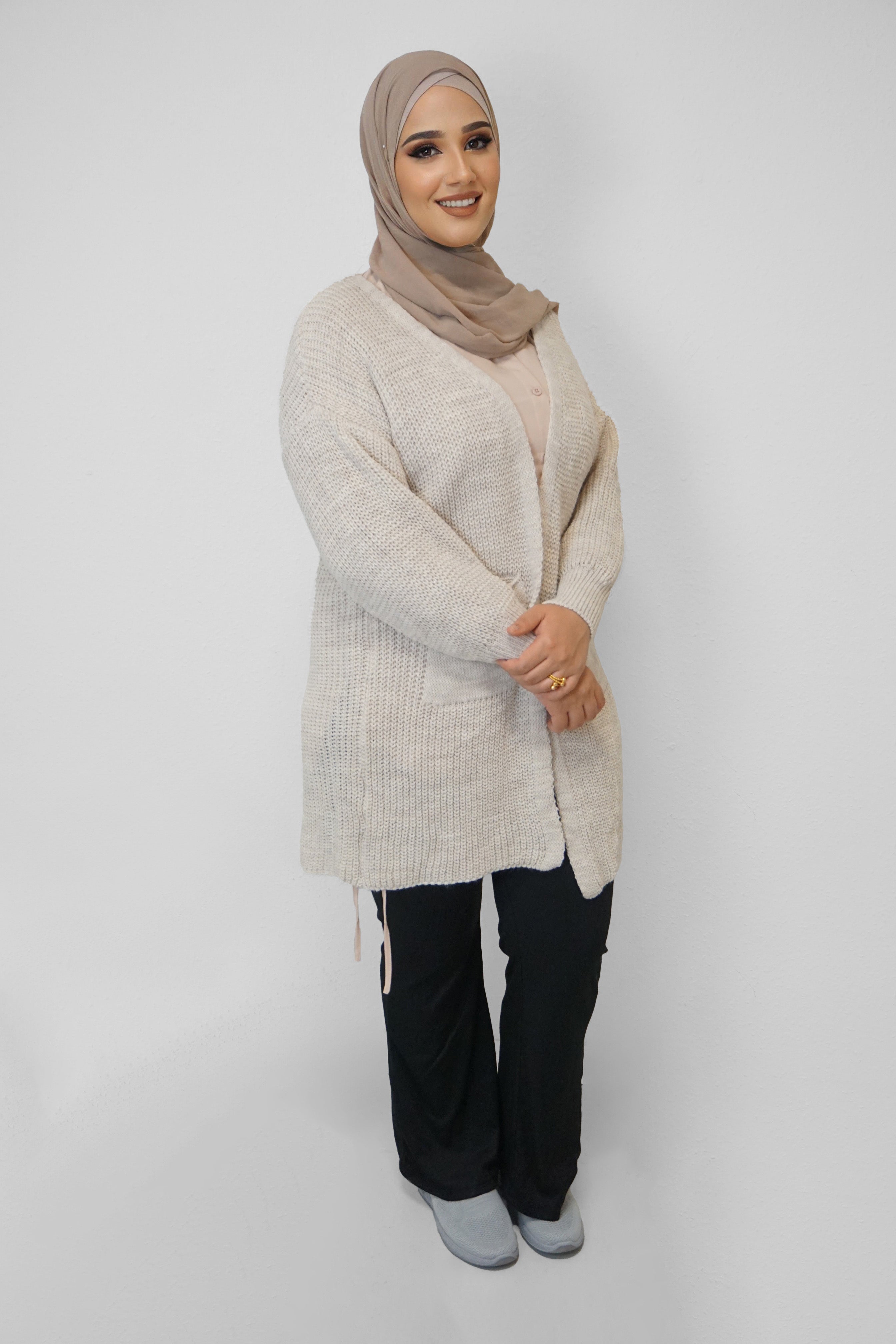 Grobstrick-Cardigan Mira Light-Beige