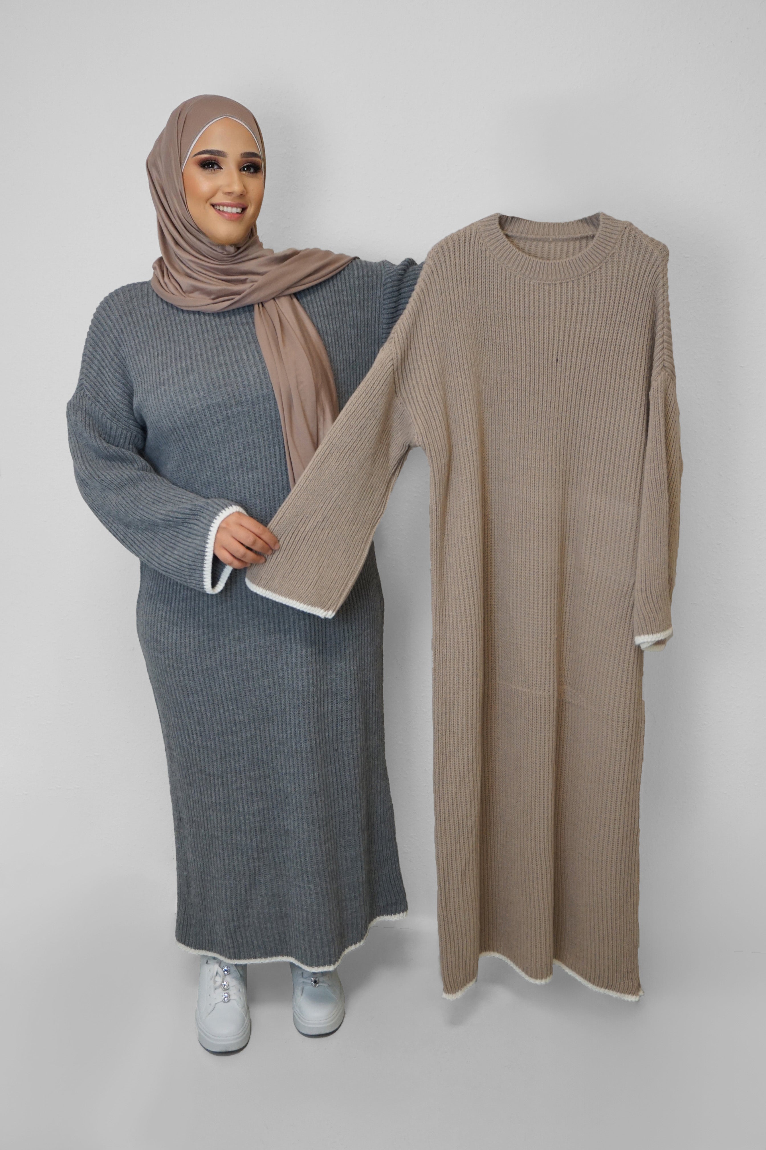 Maxi Strick-Kleid Elif Light-Taupe