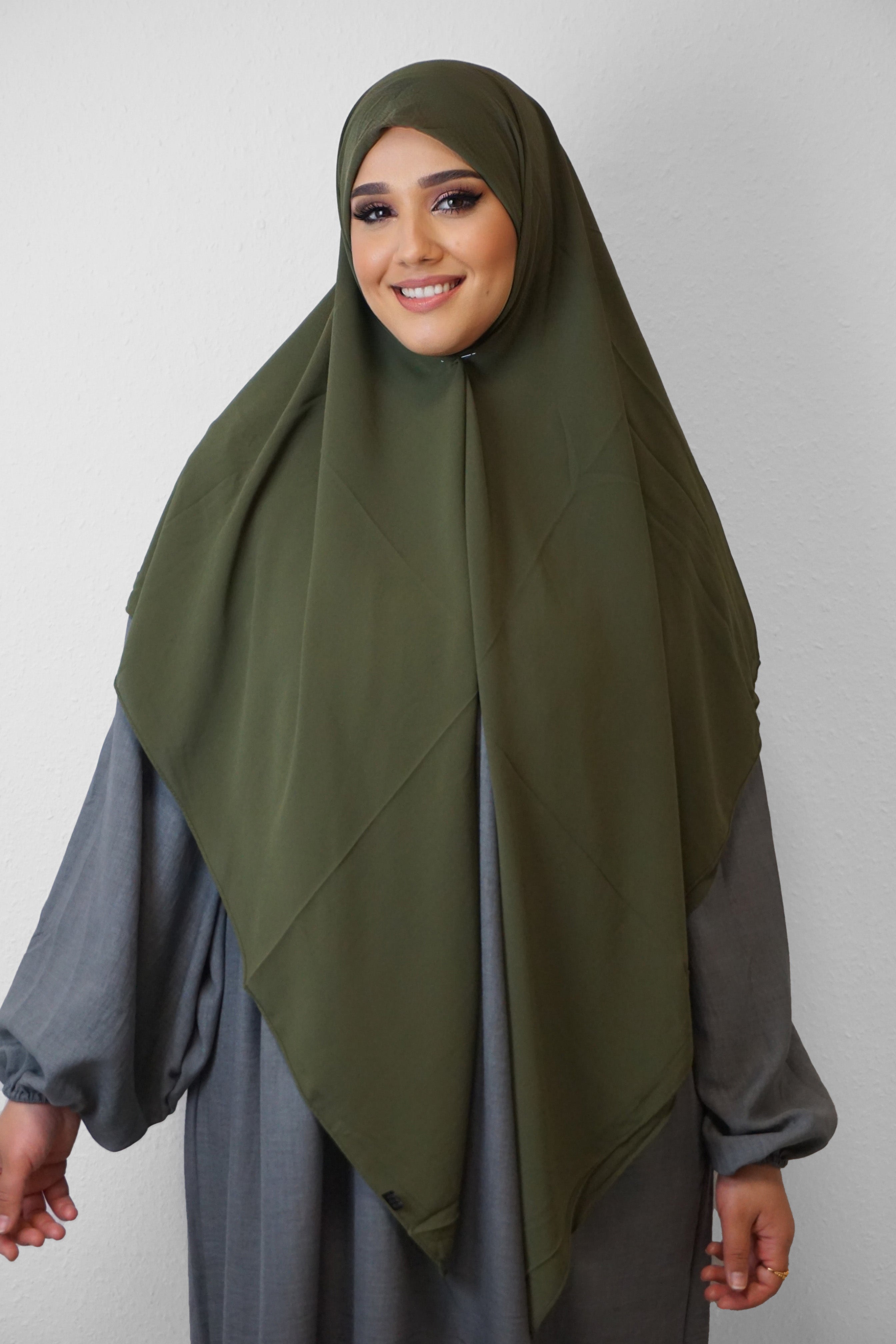 XL Chiffon Quadrat Hijab Oliv