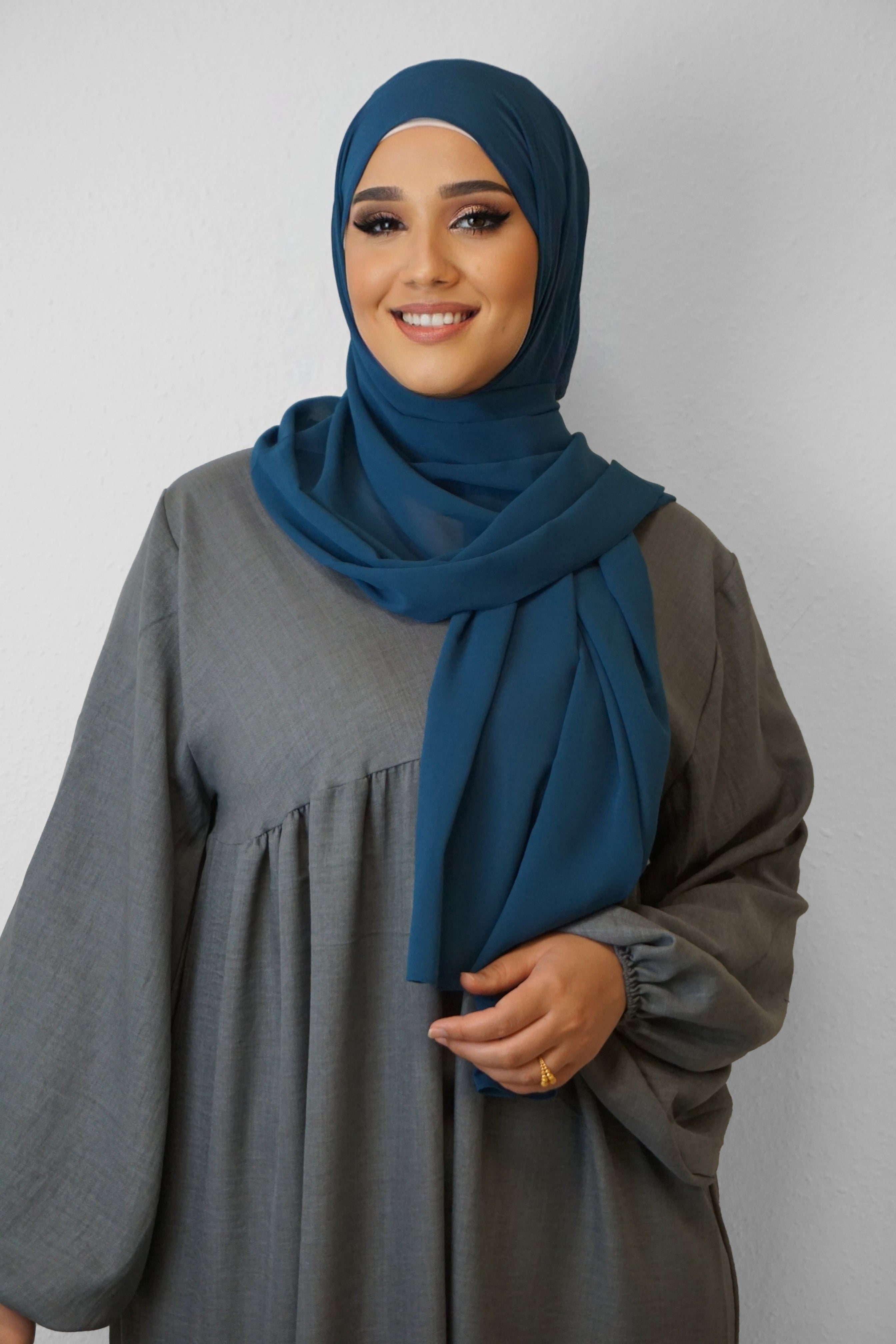 Chiffon Hijab Maira Petrolblau