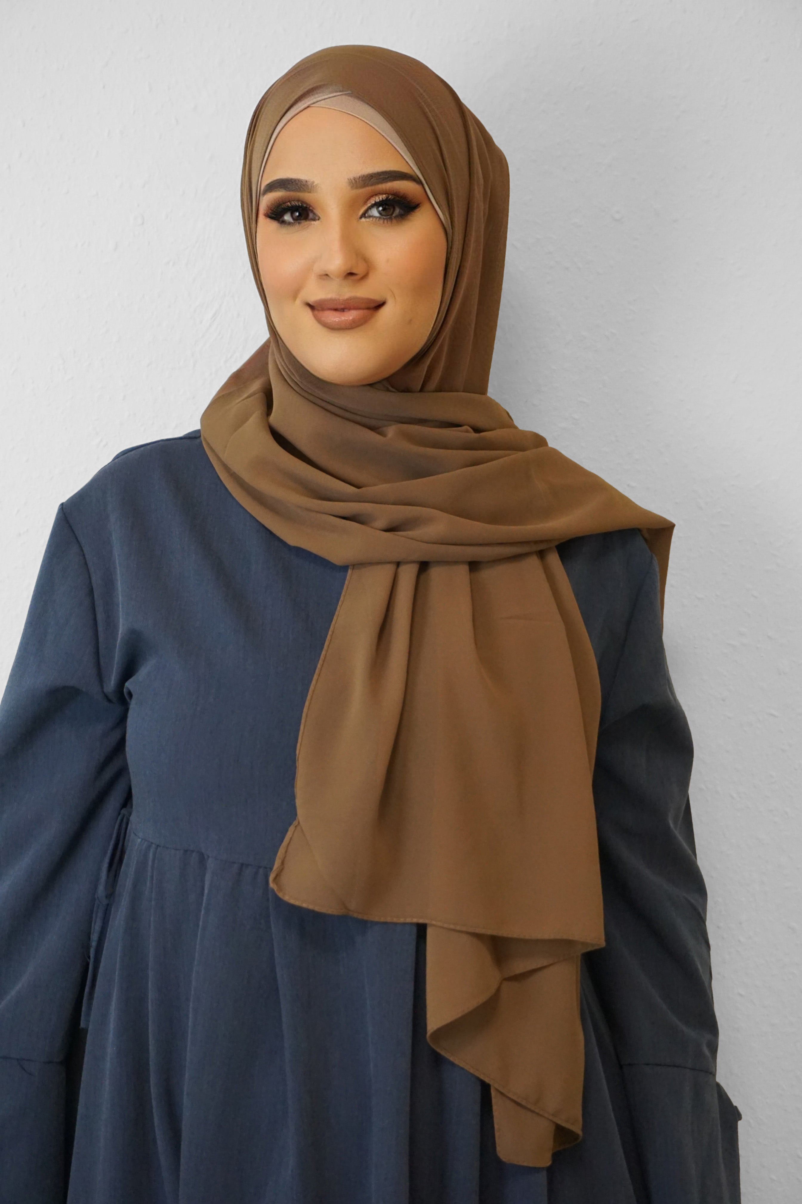 Chiffon Hijab Maira Schlammbraun 3