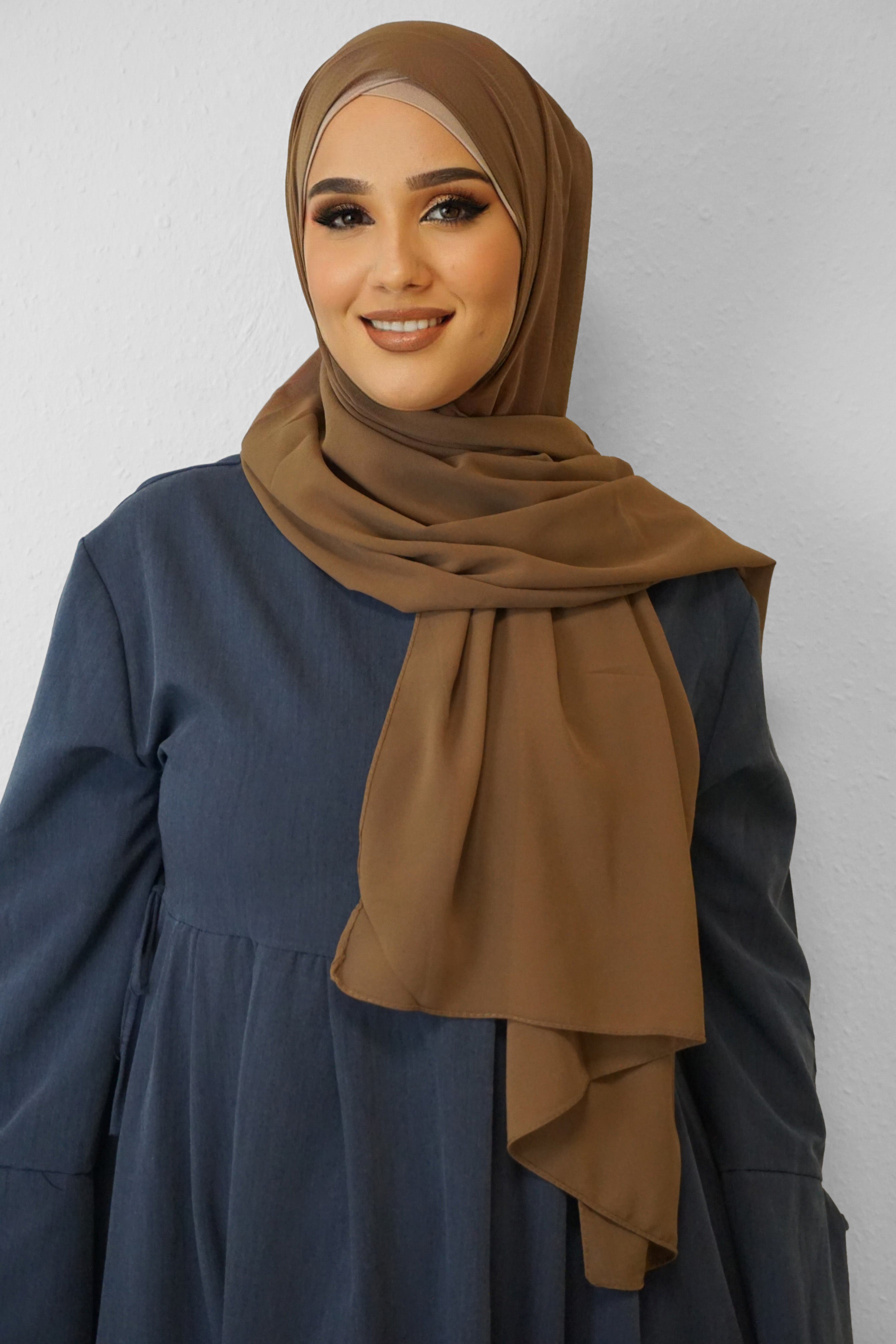 Chiffon Hijab Maira Schlammbraun 3