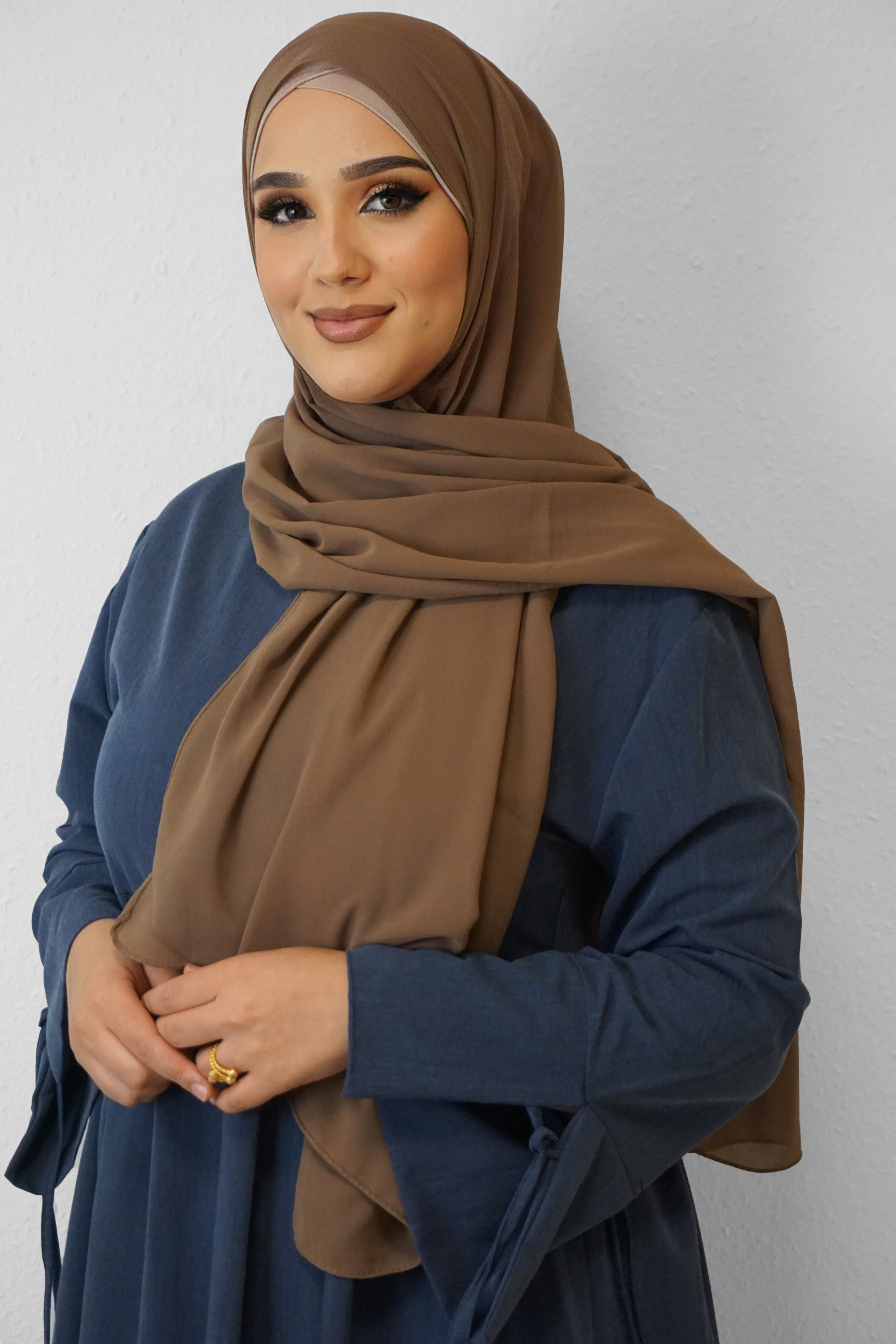 Chiffon Hijab Maira Schlammbraun 3