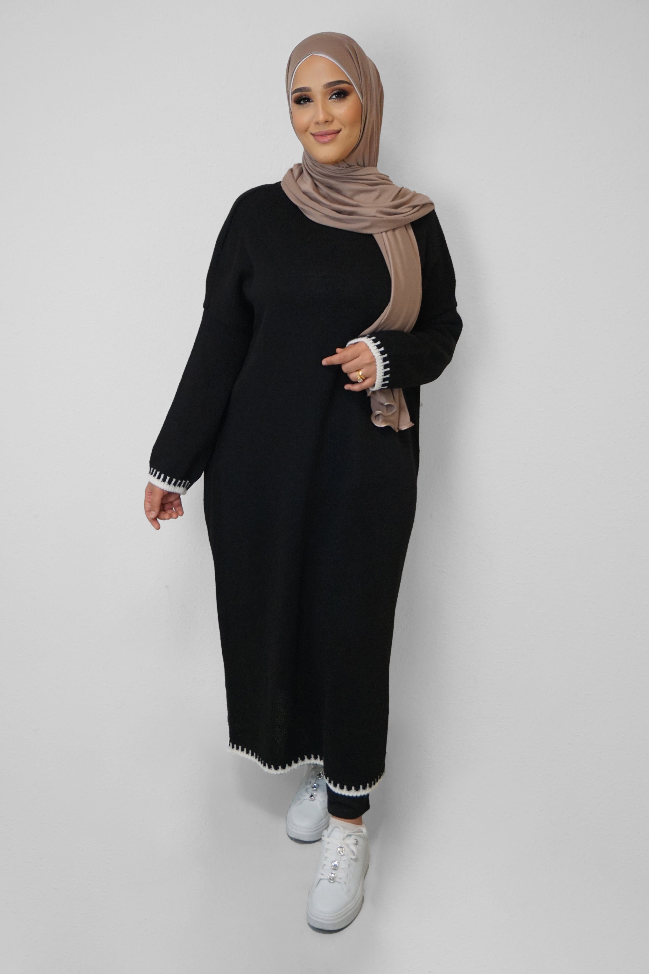 Maxi Strick-Kleid Hadir Schwarz