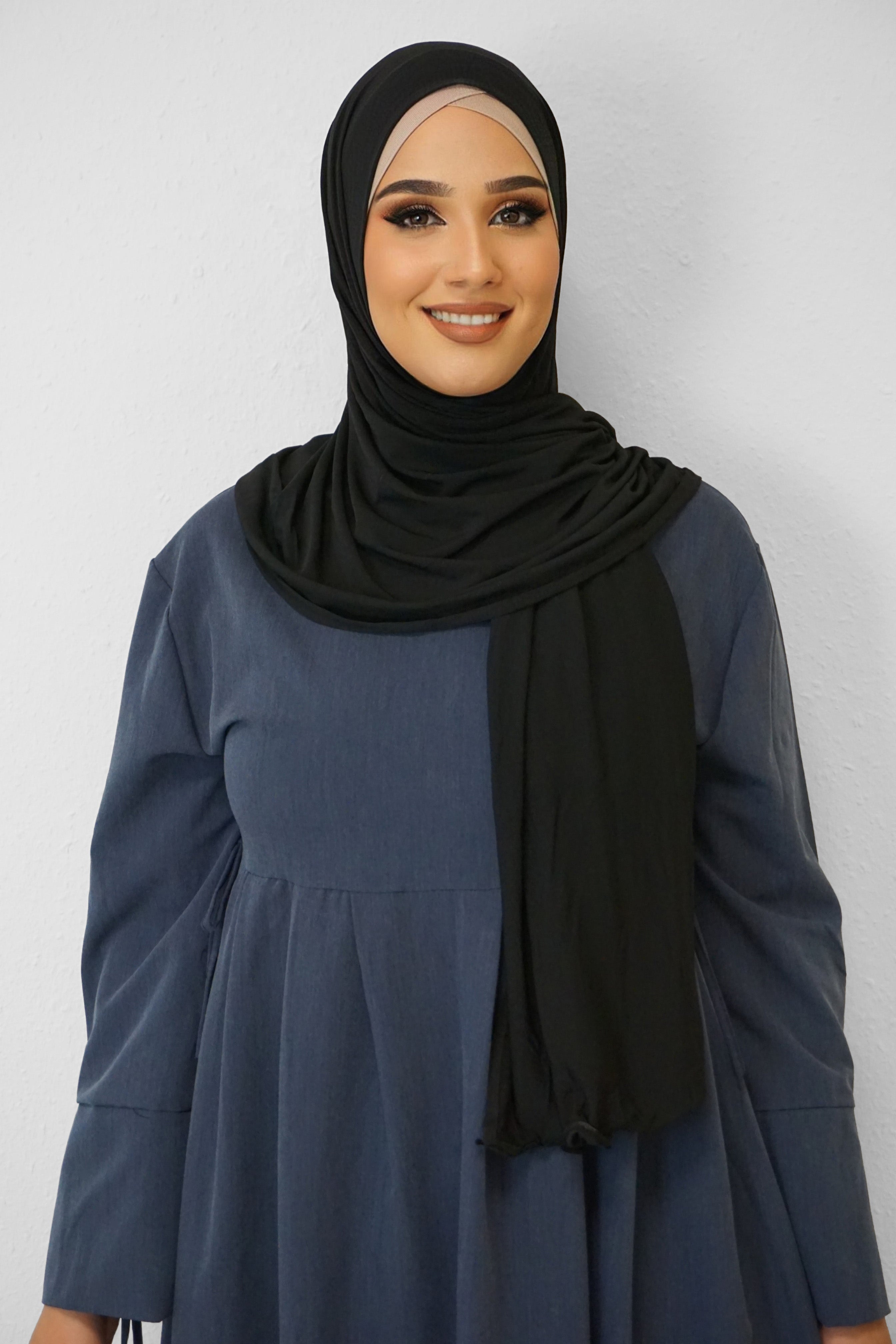 Premium Jersey Deluxe Wellenhijab Schwarz