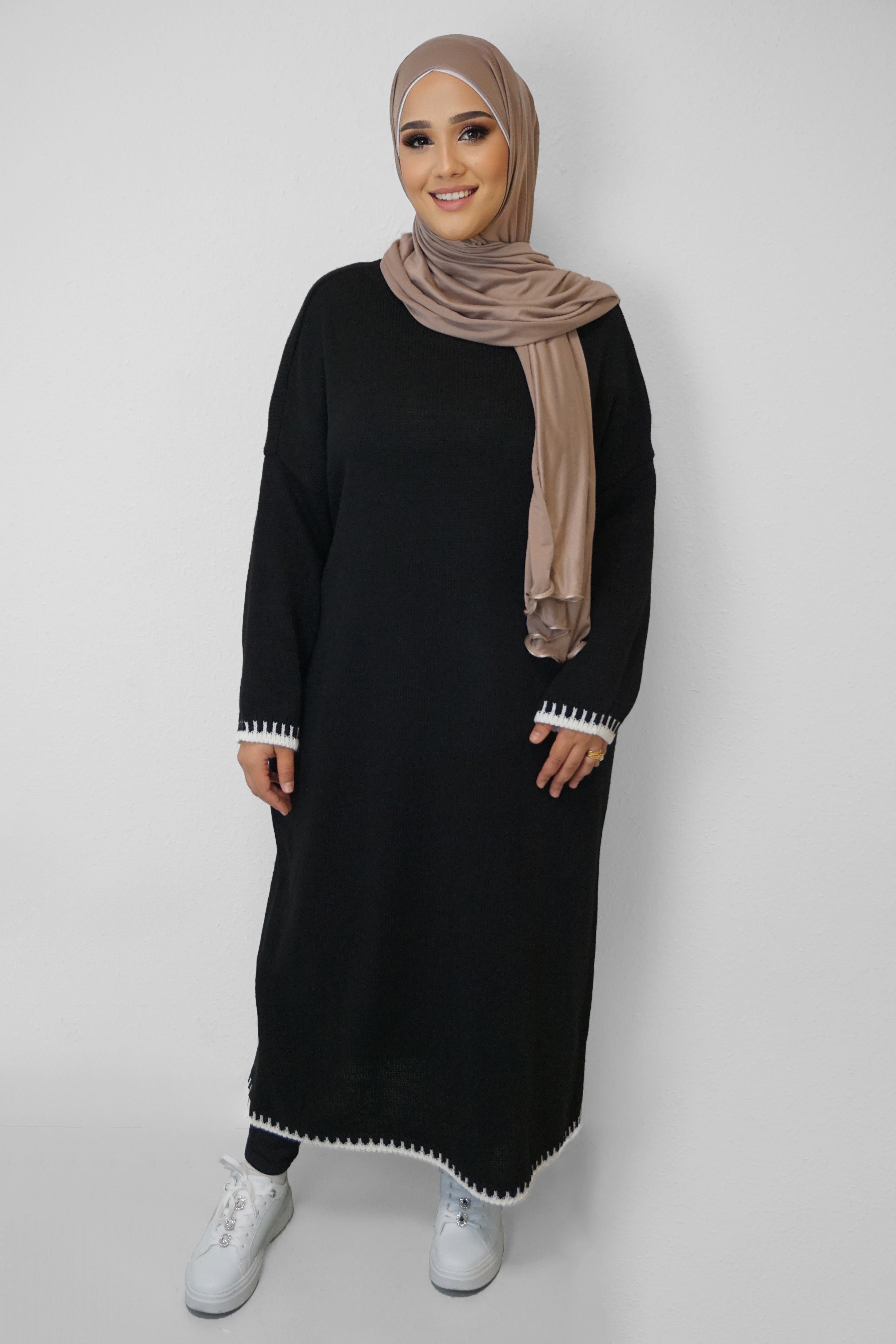 Maxi Strick-Kleid Hadir Schwarz