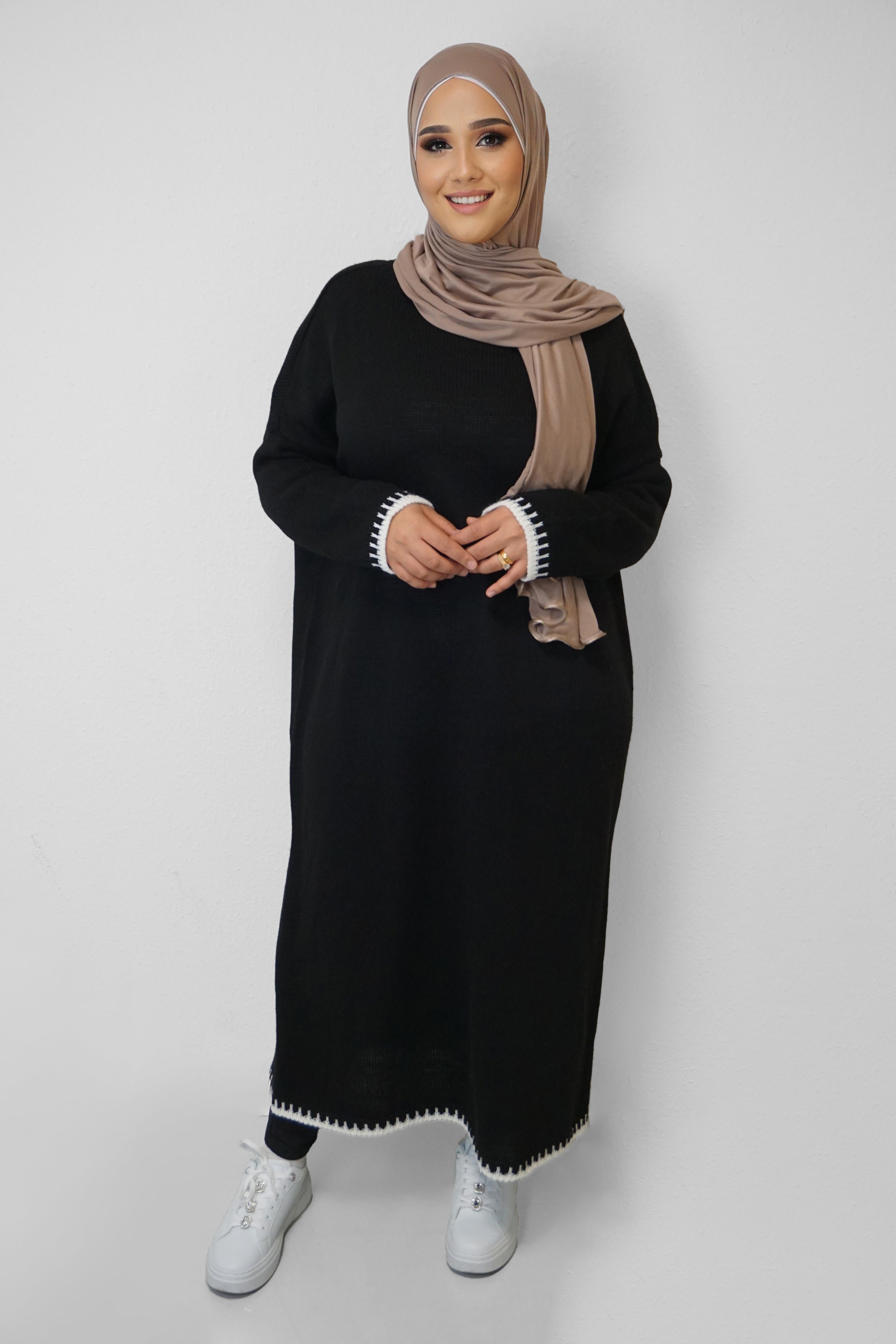 Maxi Strick-Kleid Hadir Schwarz