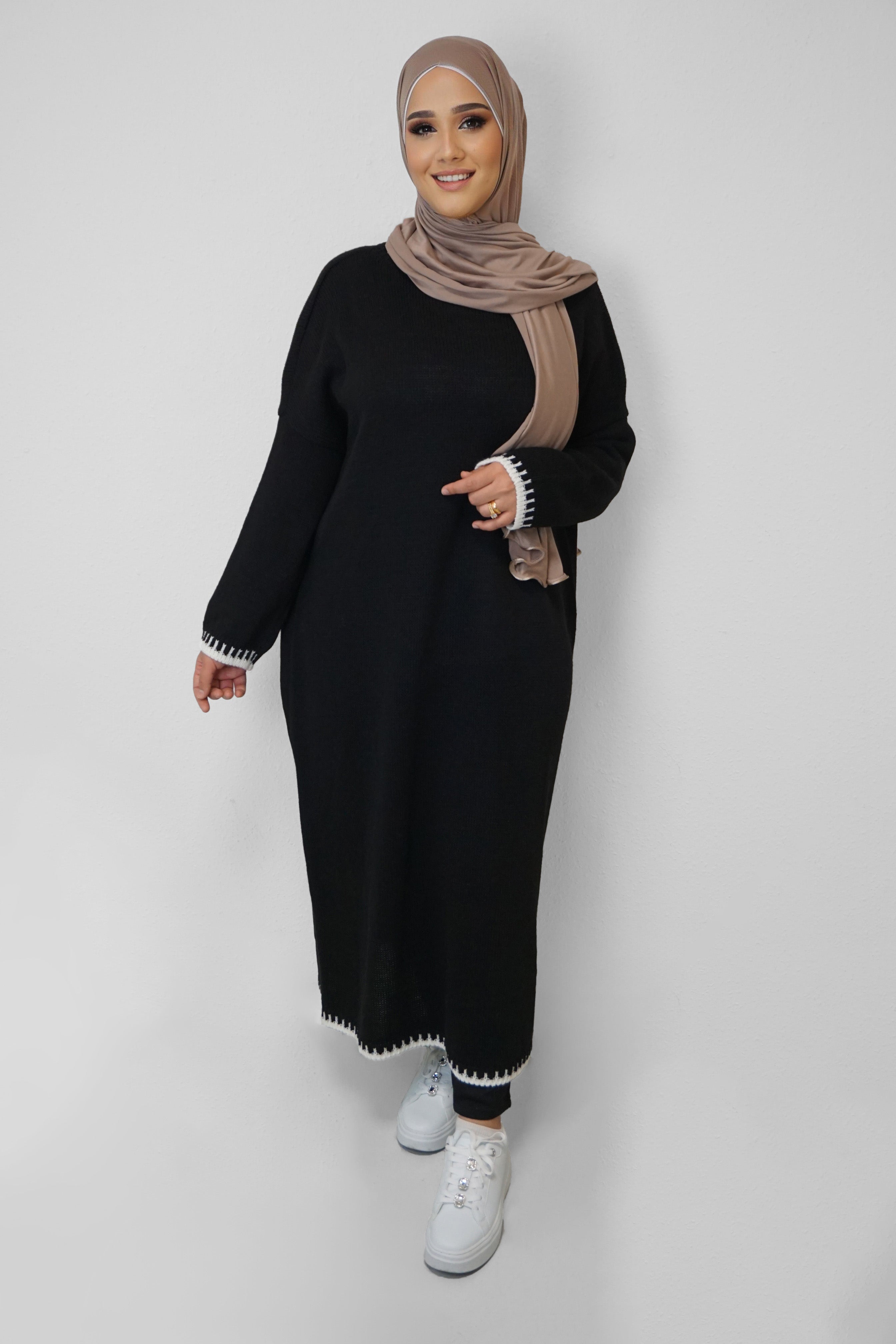 Maxi Strick-Kleid Hadir Schwarz