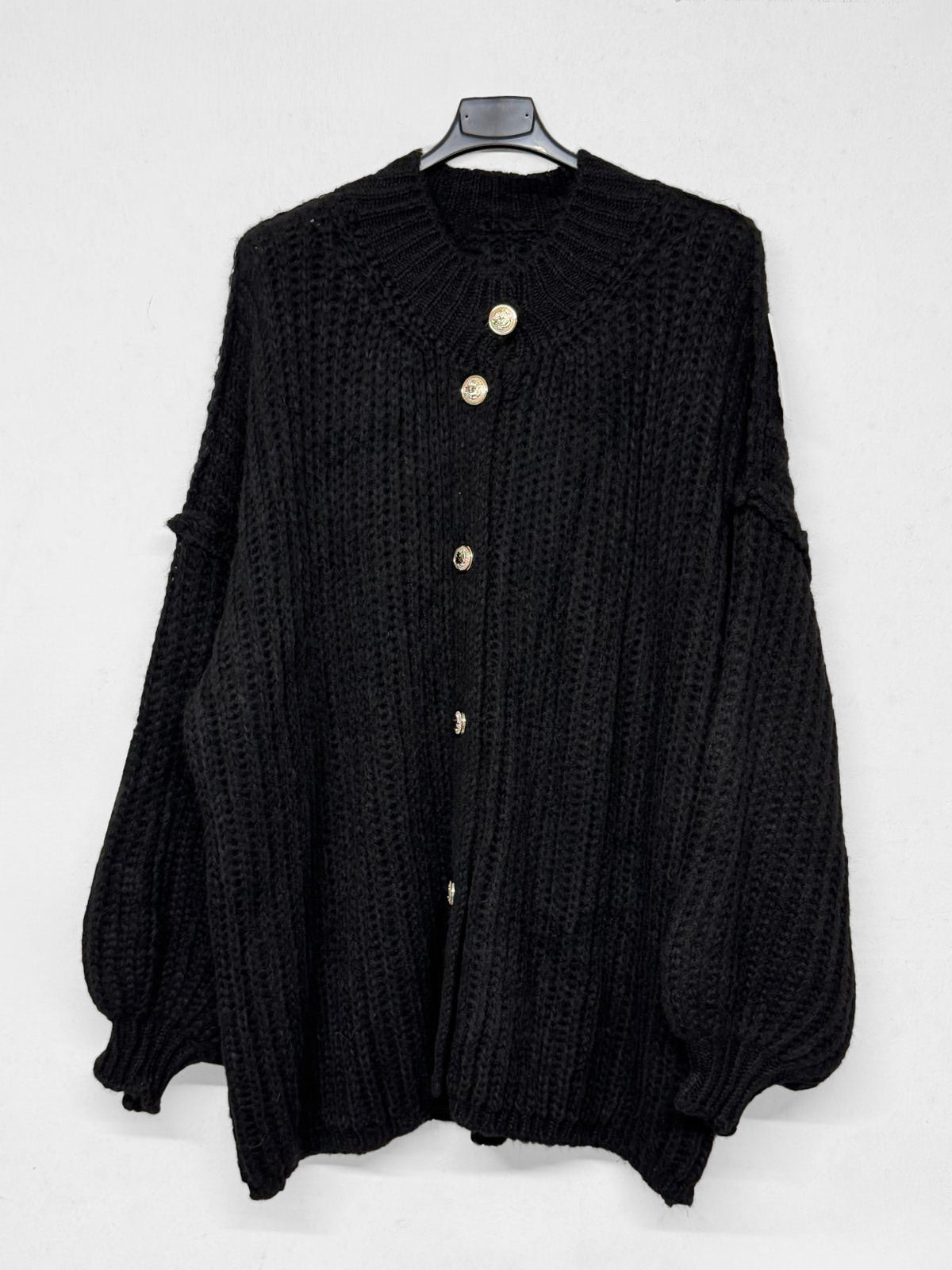 Grobstrick-Cardigan Pullover Moana Schwarz