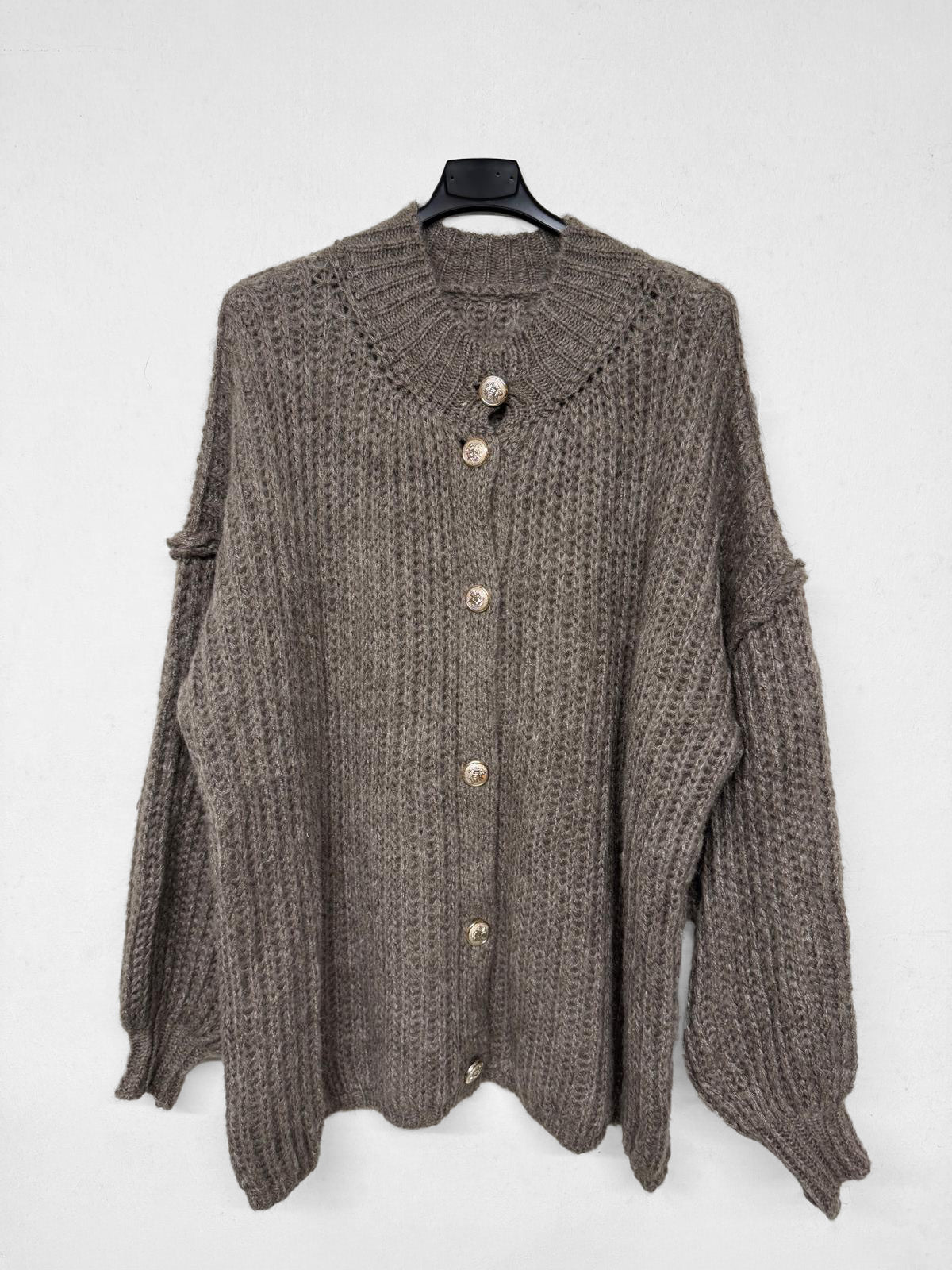 Grobstrick-Cardigan Pullover Moana Taupe