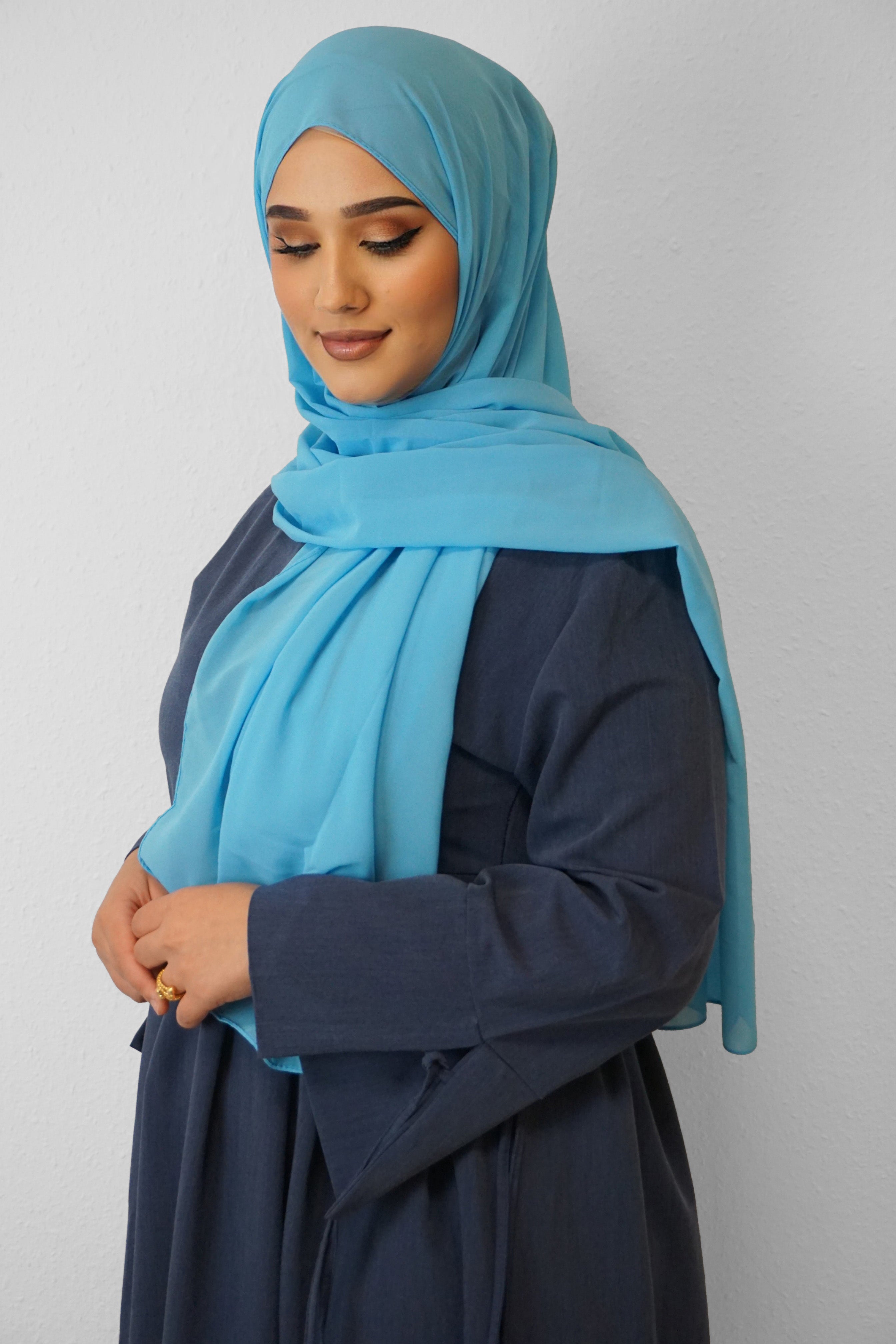 Chiffon Hijab Maira Turkisblau