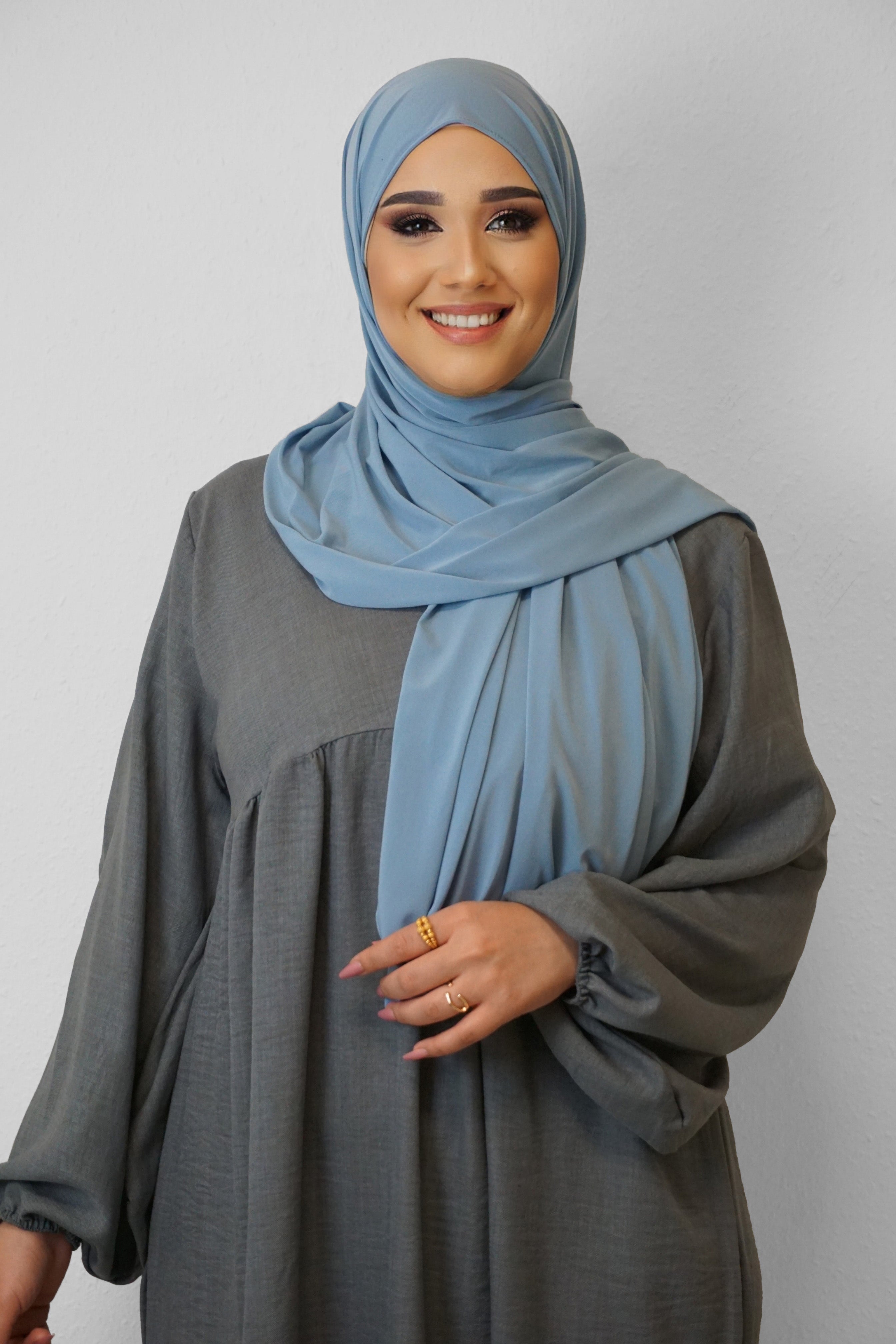 Premium Jersey Deluxe Wellenhijab Türkisblau