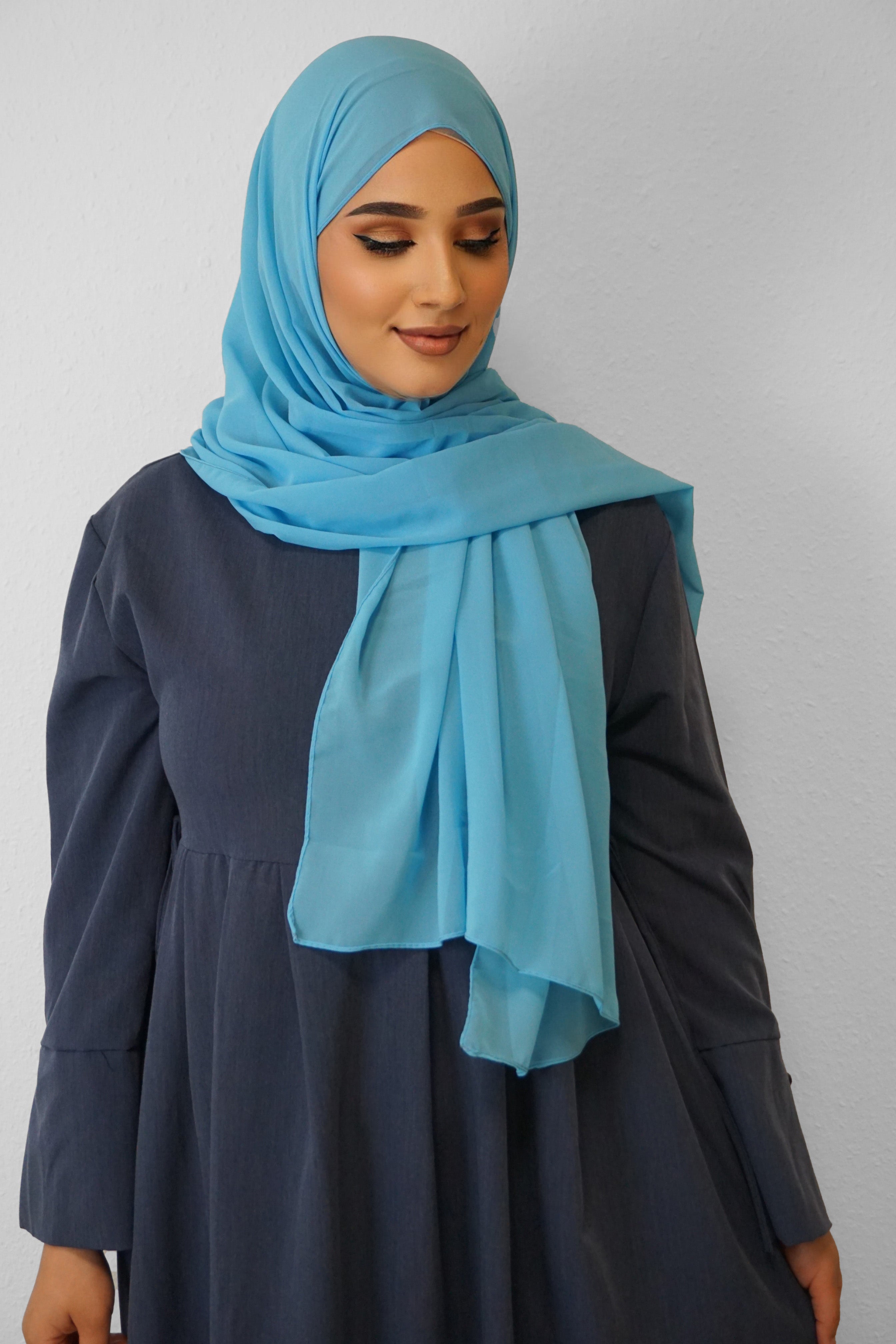 Chiffon Hijab Maira Turkisblau