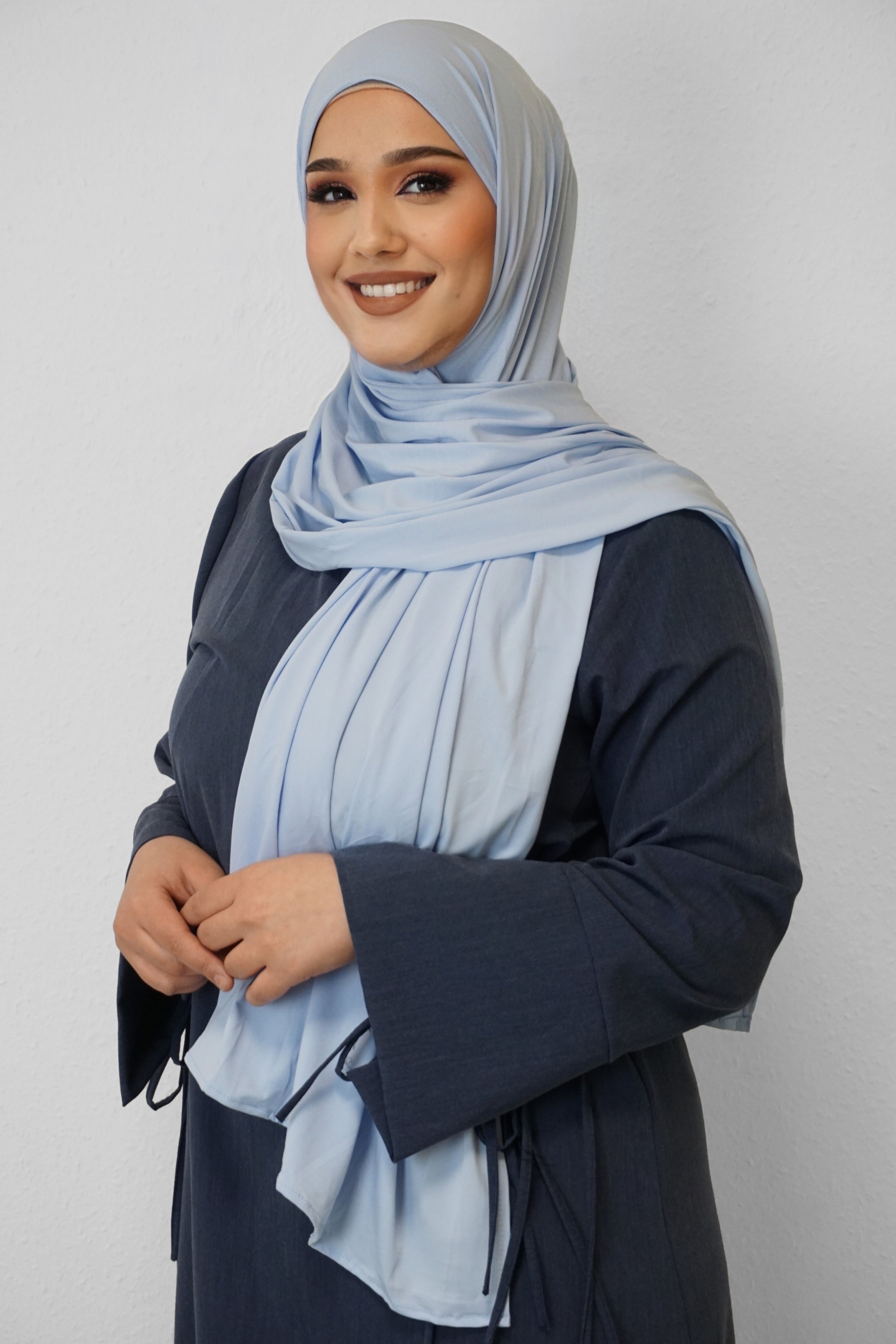 Premium Jersey Deluxe Hijab Wasserblau