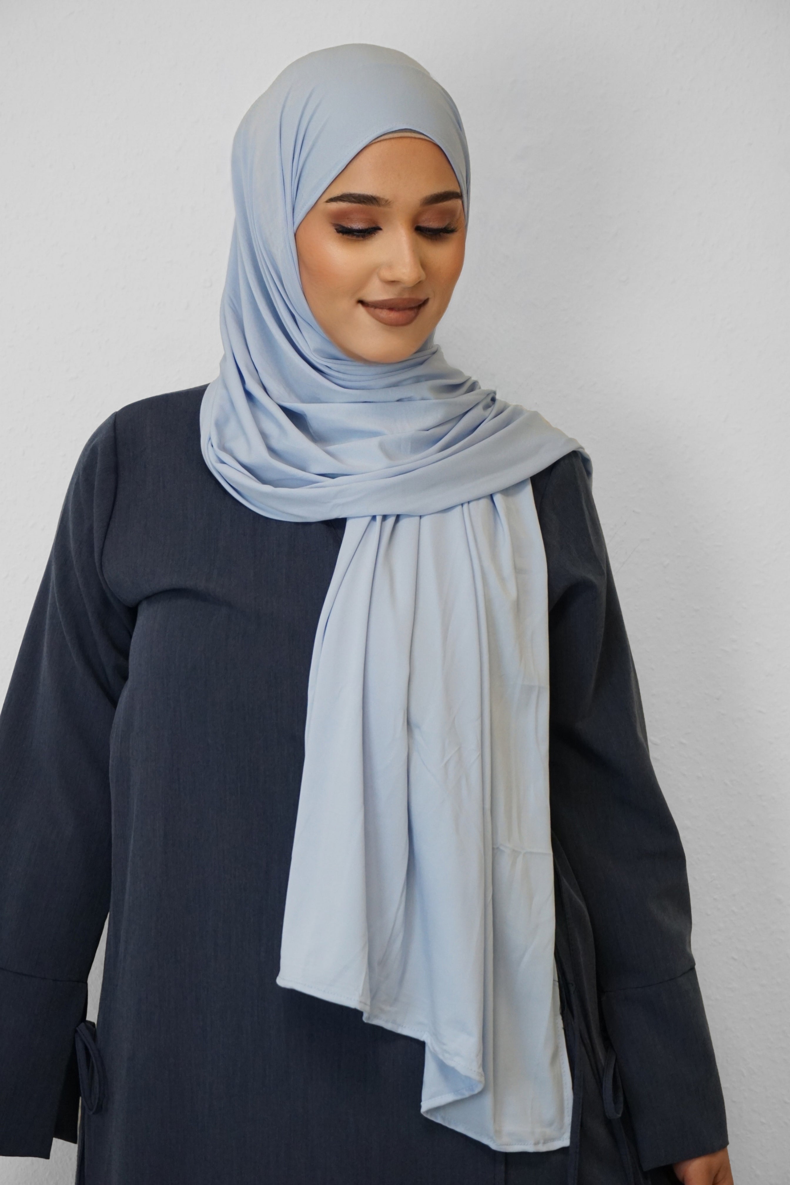 Premium Jersey Deluxe Hijab Wasserblau