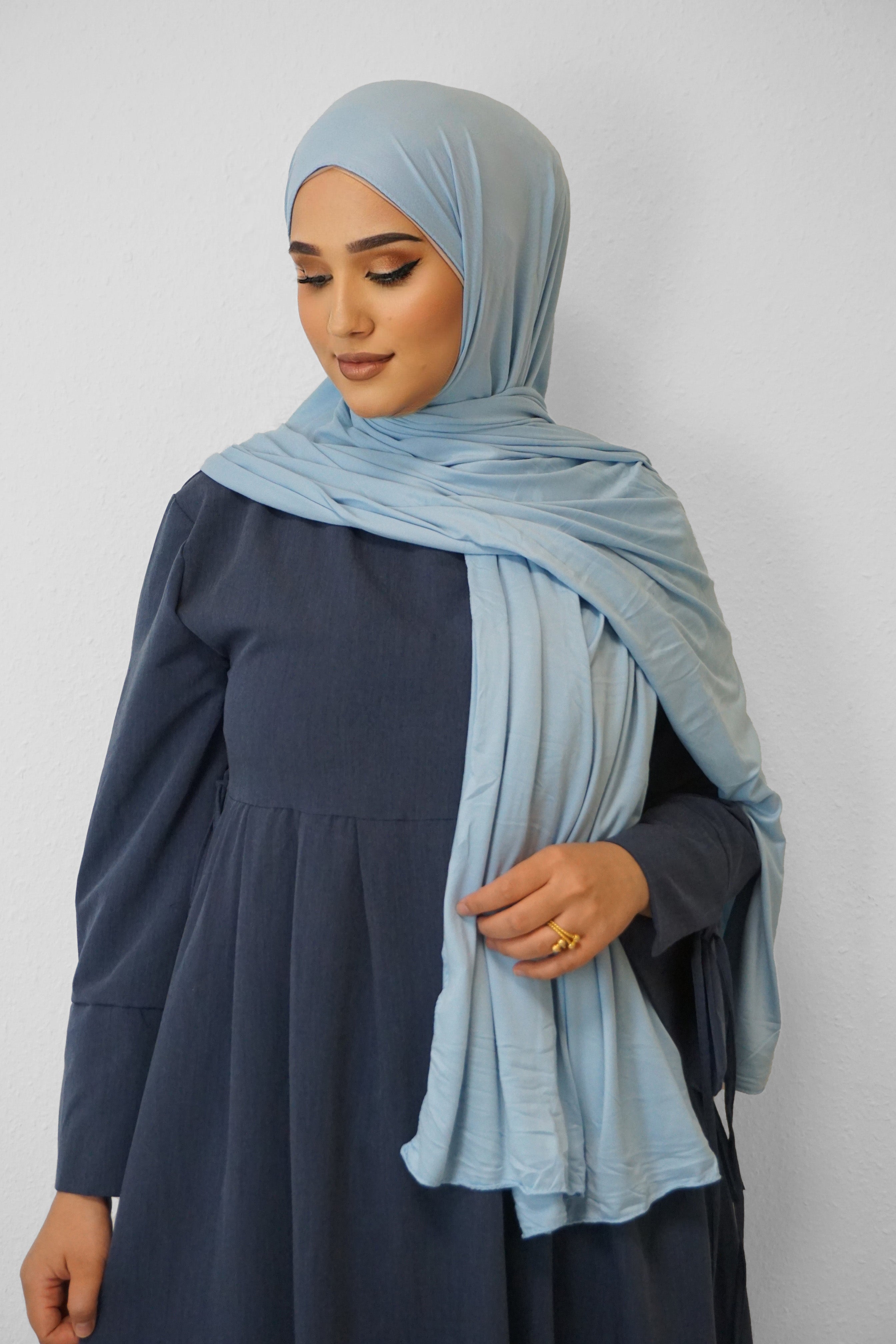 Jersey XL Hijab Wasserblau