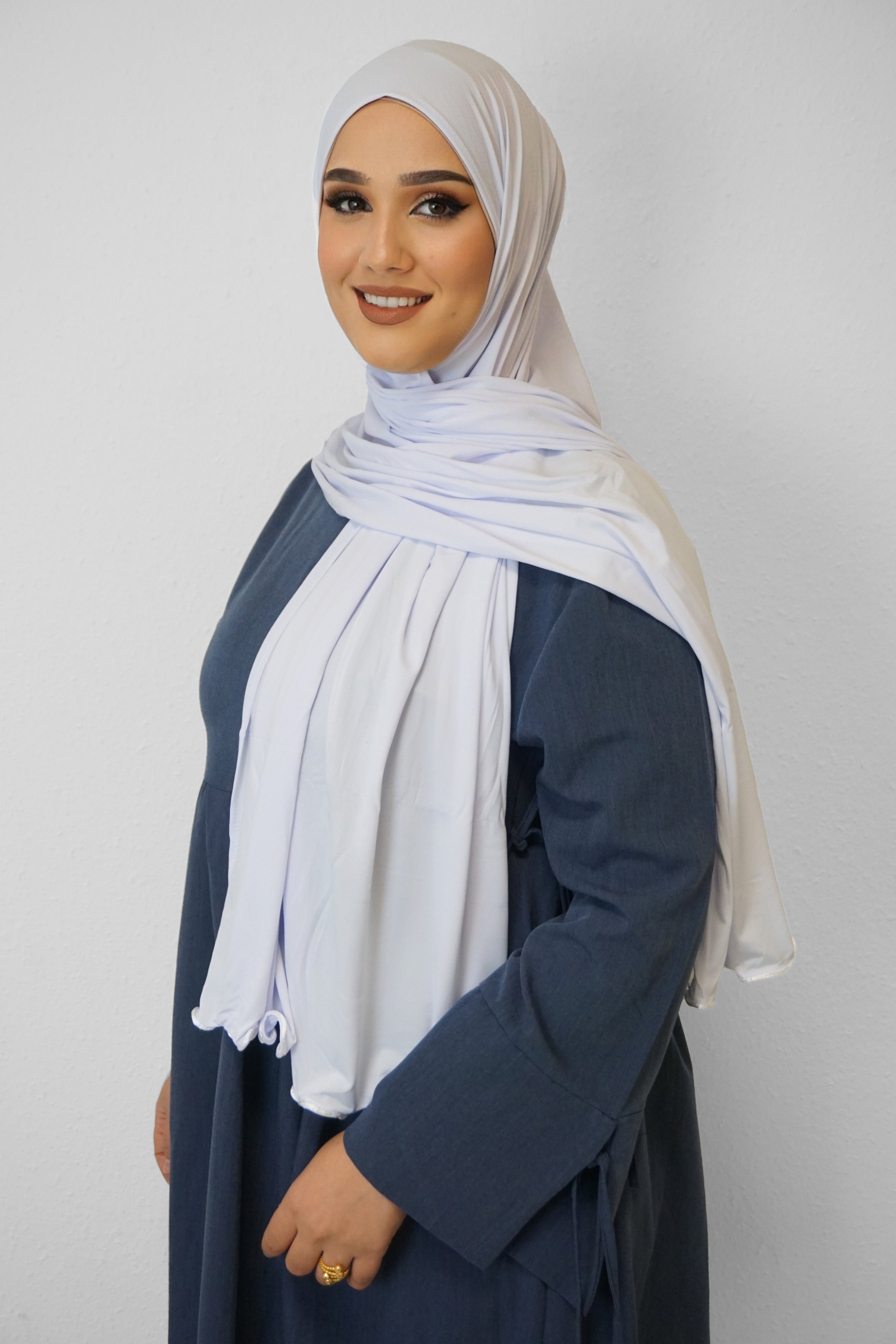 Premium Jersey Deluxe Wellenhijab Weiß