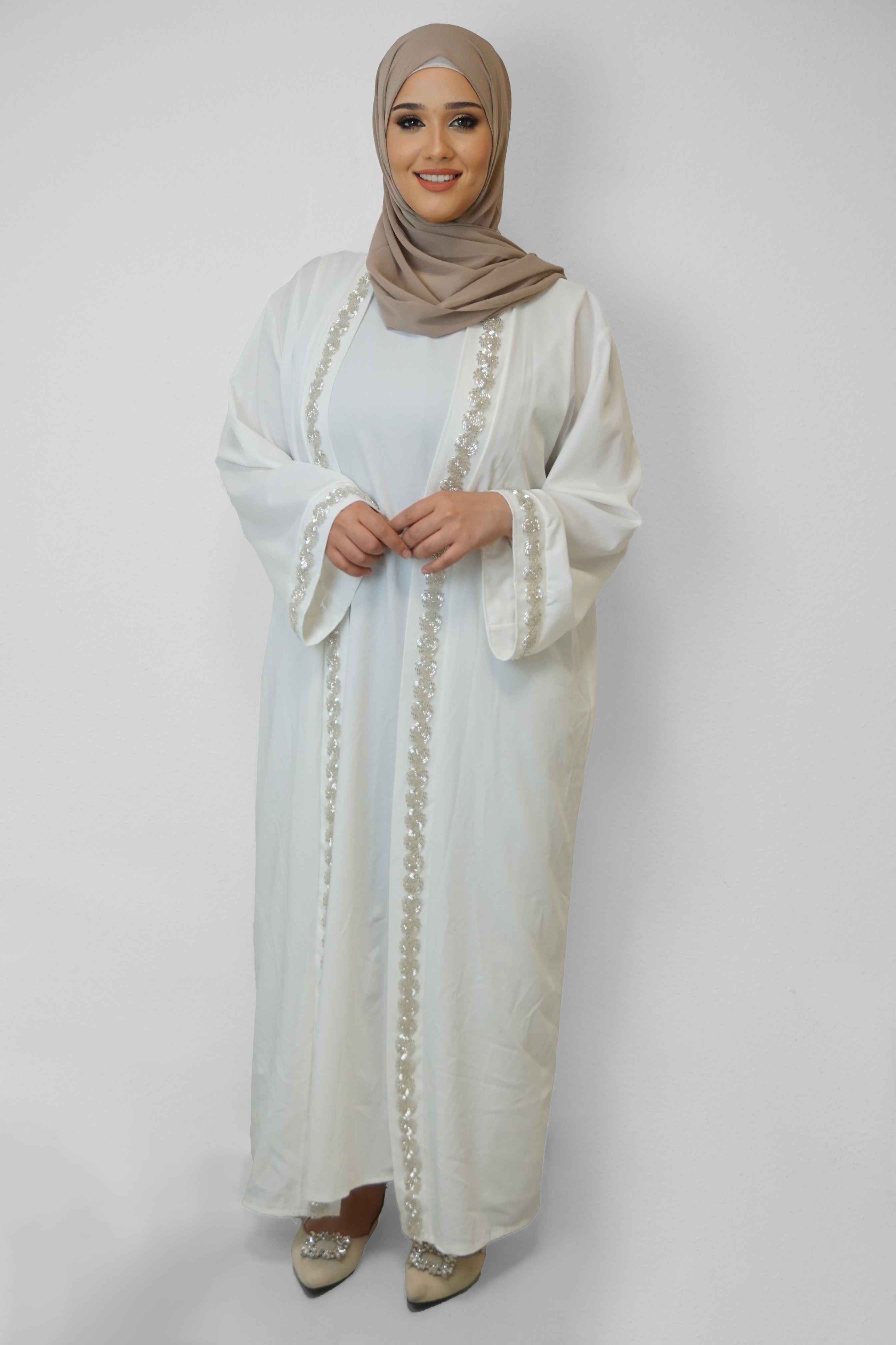 Zweiteiler Abaya Melika Weiß