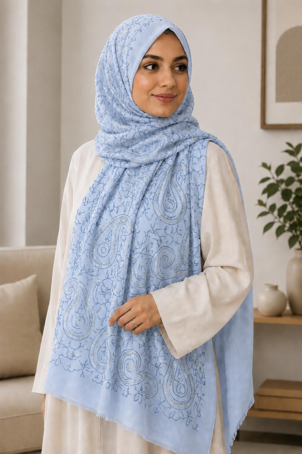 Baumwoll Hijab Sahra Jeansblau