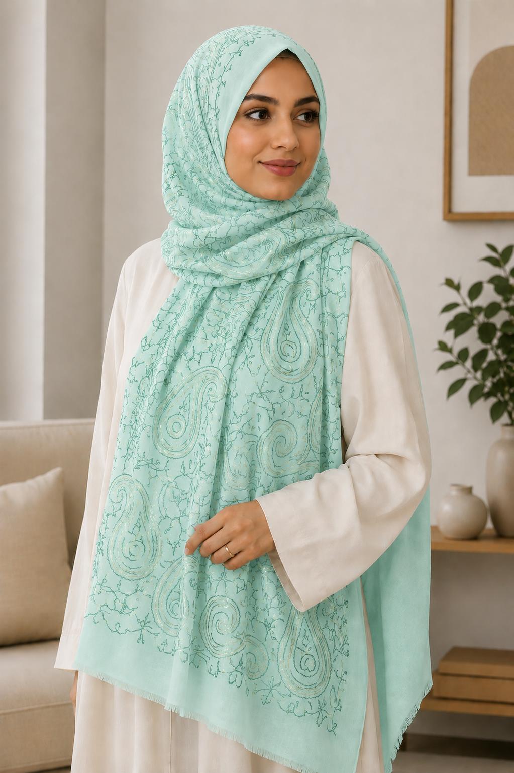 Baumwoll Hijab Sahra Turkise