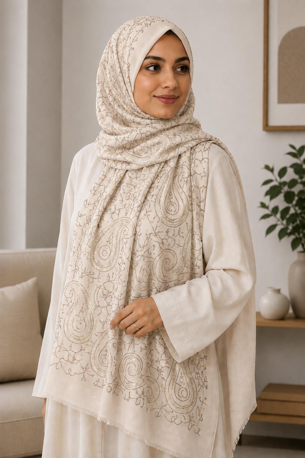 Baumwoll Hijab Sahra Beige