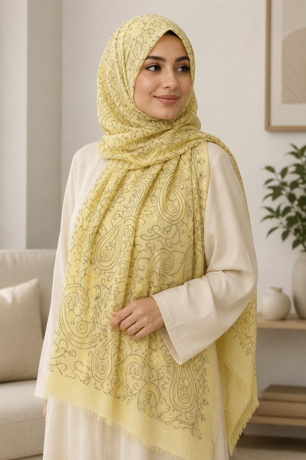 Baumwoll Hijab Sahra Gelb