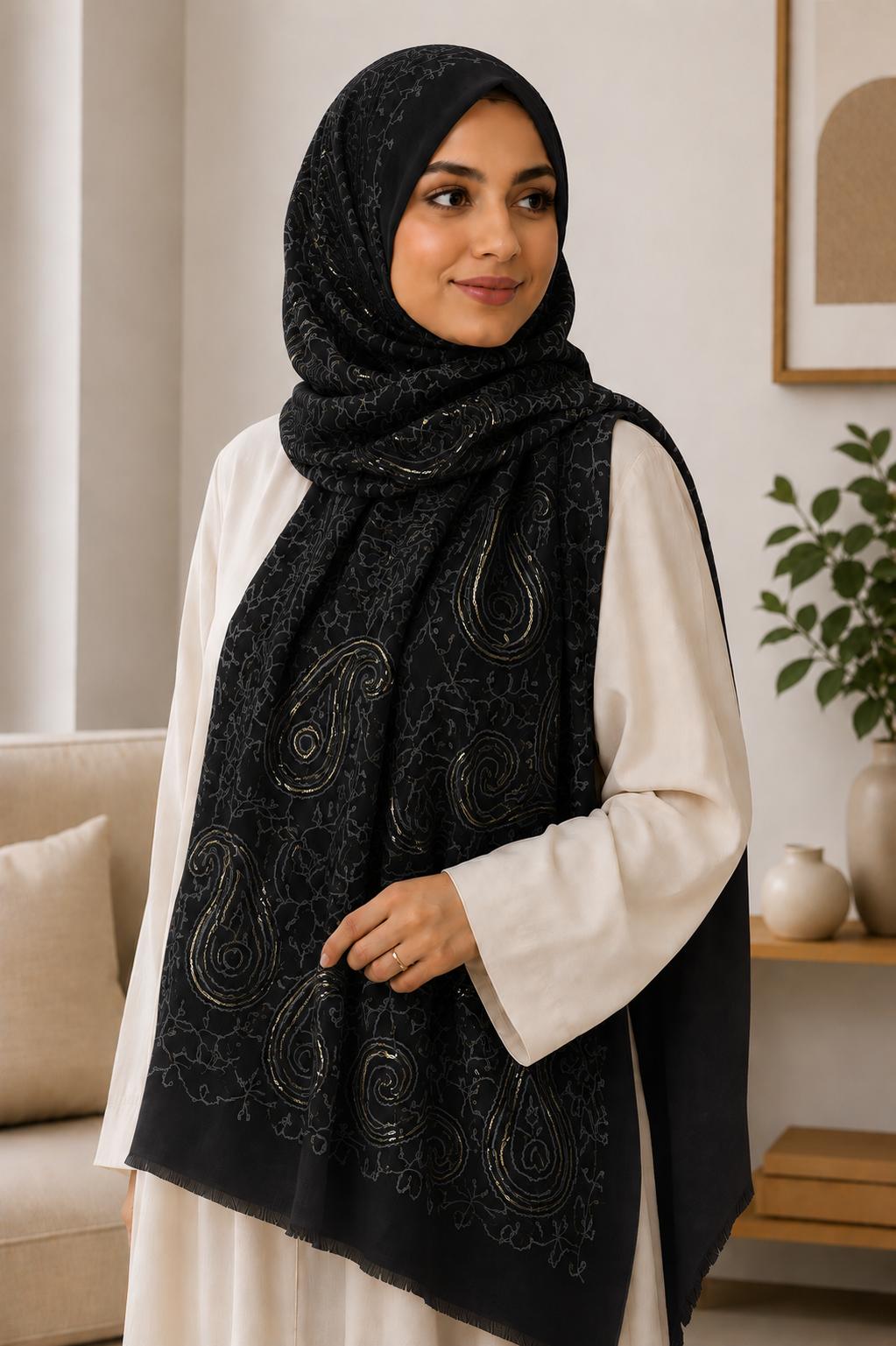 Baumwoll Hijab Sahra Schwarz